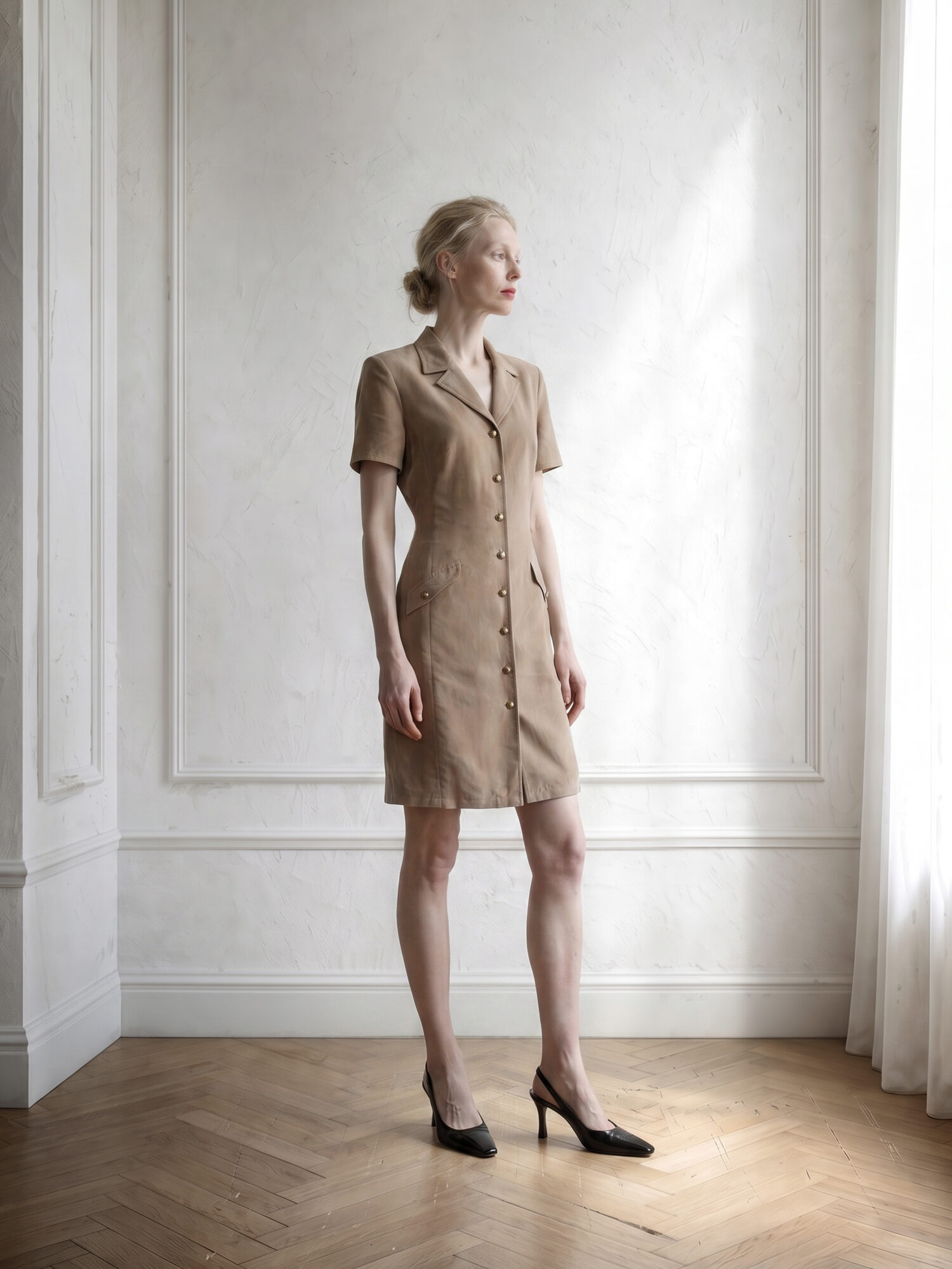 Camel Viscose Shirt Dress