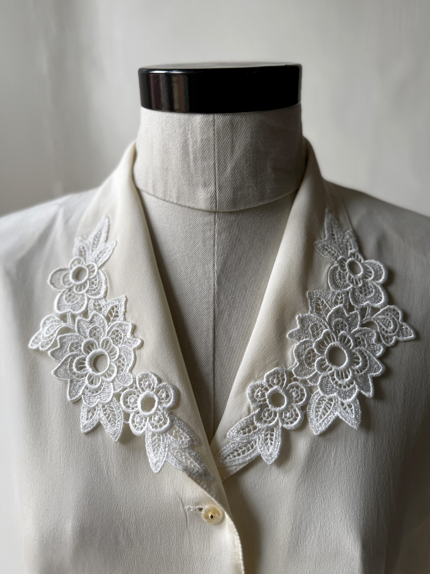 Silk Embroidered-Collar Blouse