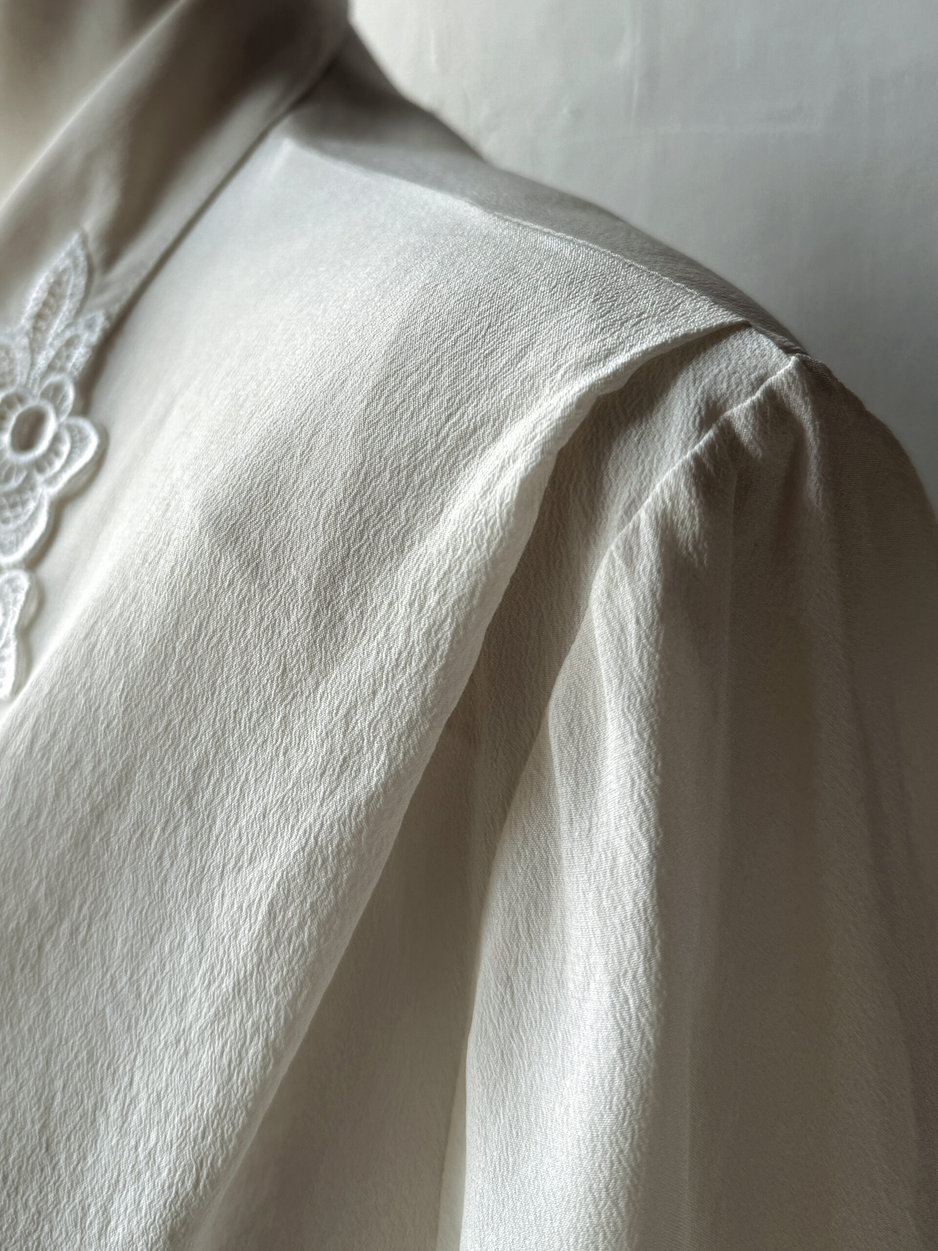 Silk Embroidered-Collar Blouse - Image 4