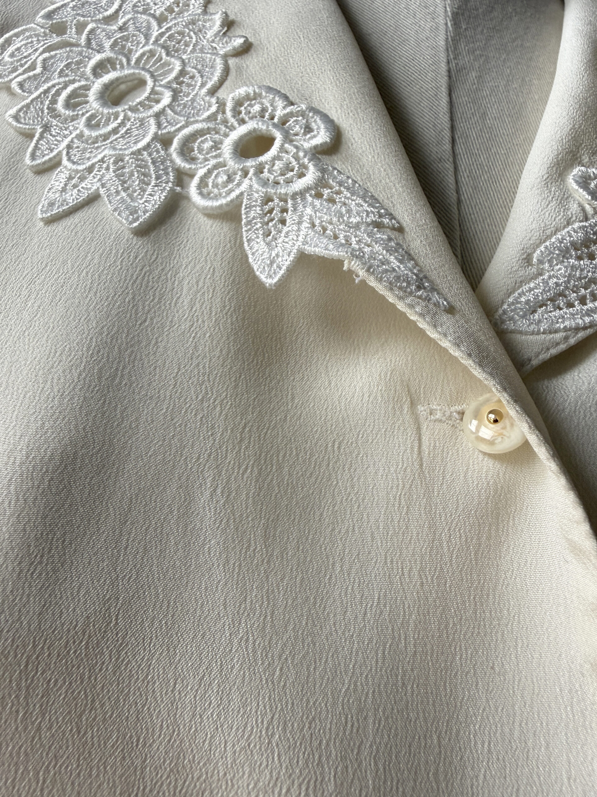 Silk Embroidered-Collar Blouse - Image 3