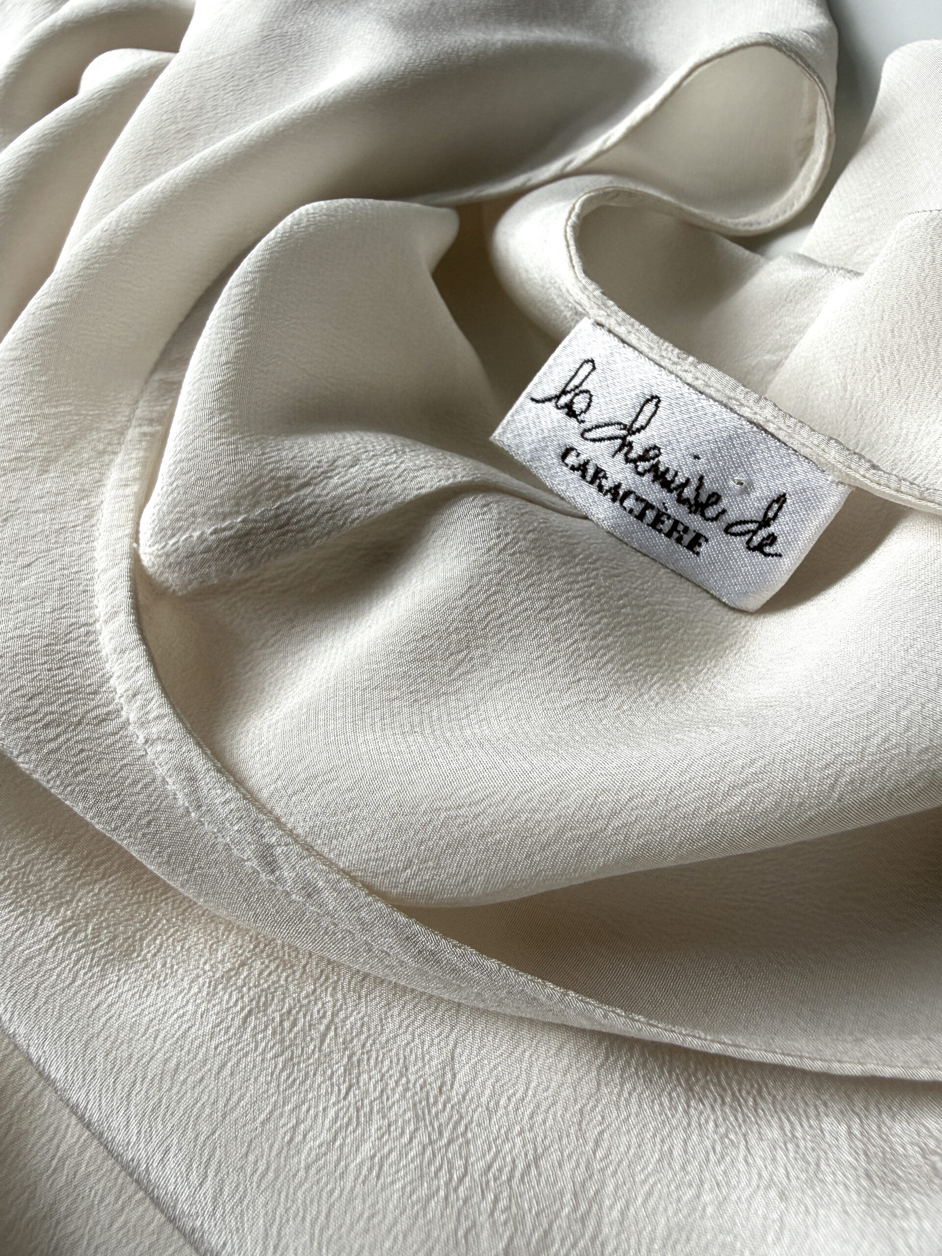 Ivory Silk Short Sleeve Blouse - Image 3