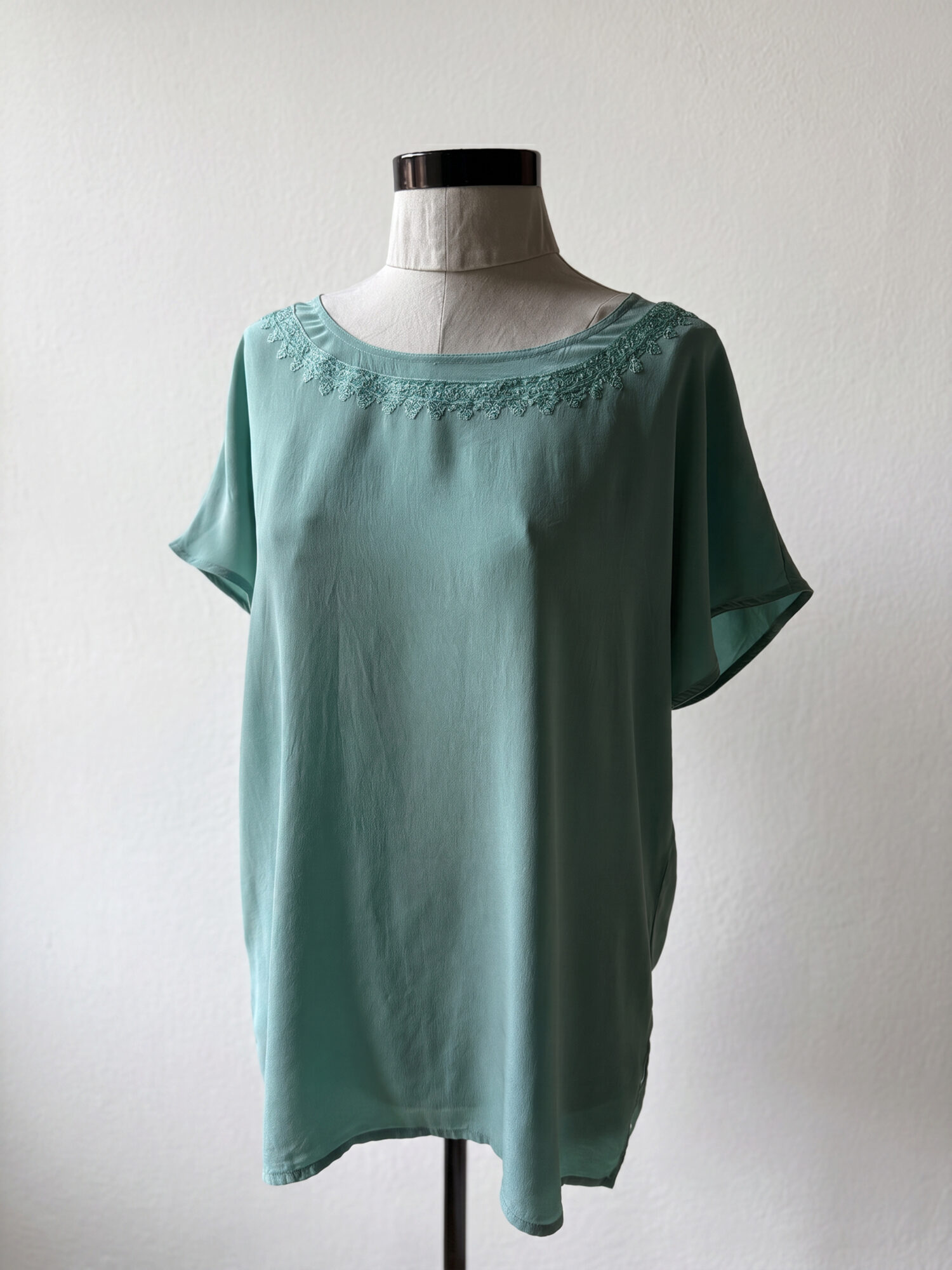Turquoise Silk Embroidered Blouse