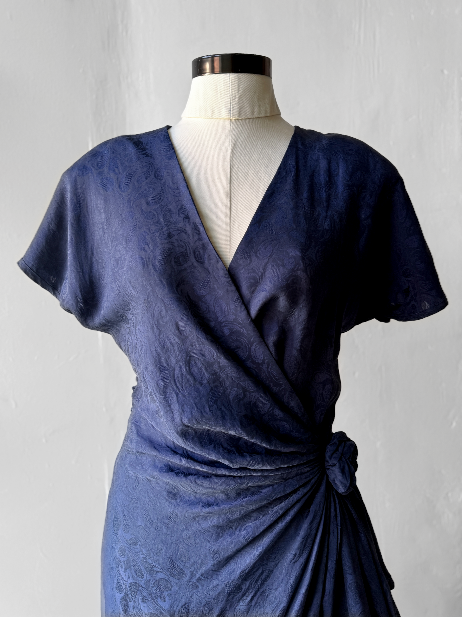 Blue Silk Wrap Dress