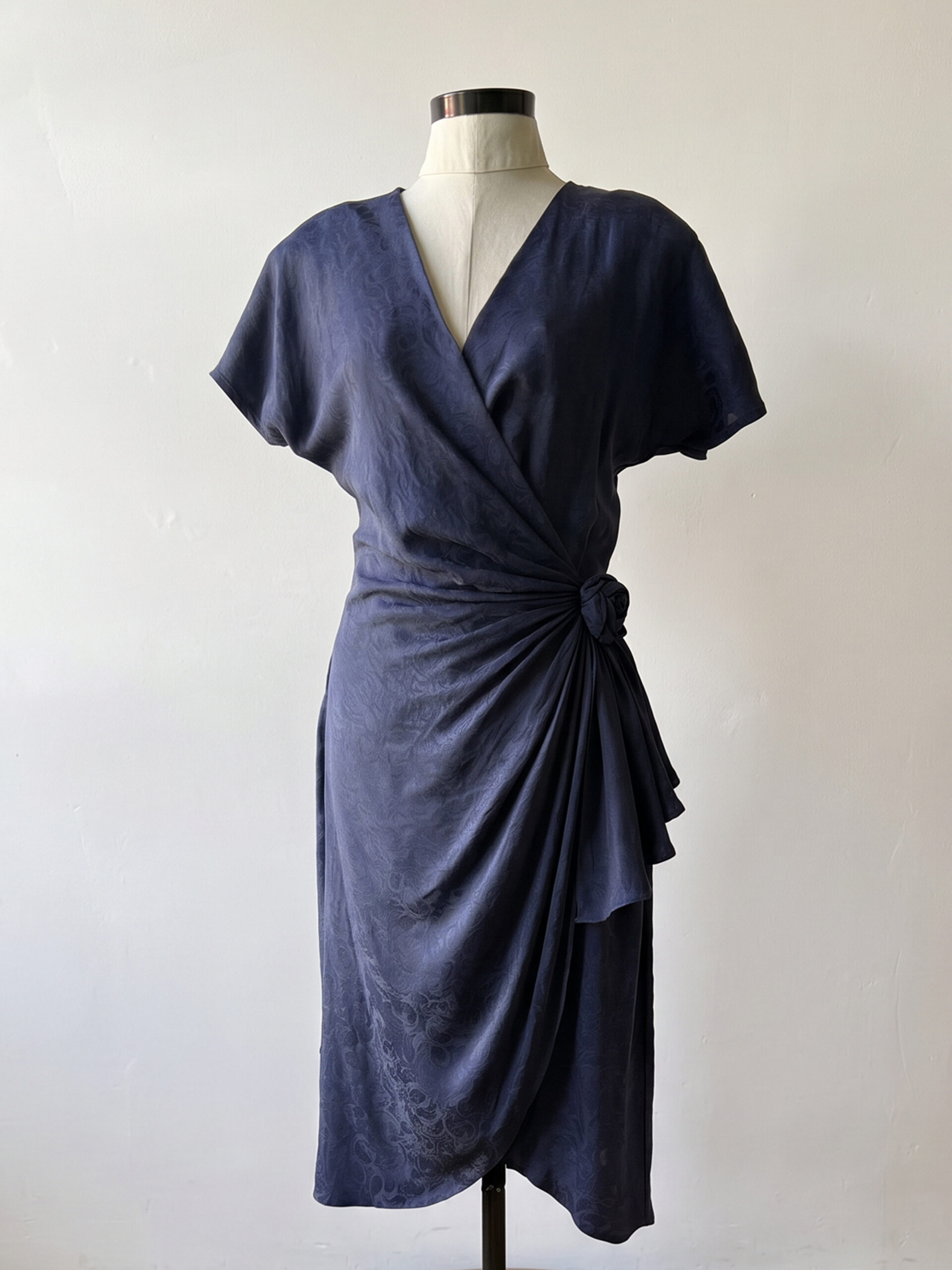 Blue Silk Wrap Dress - Image 6
