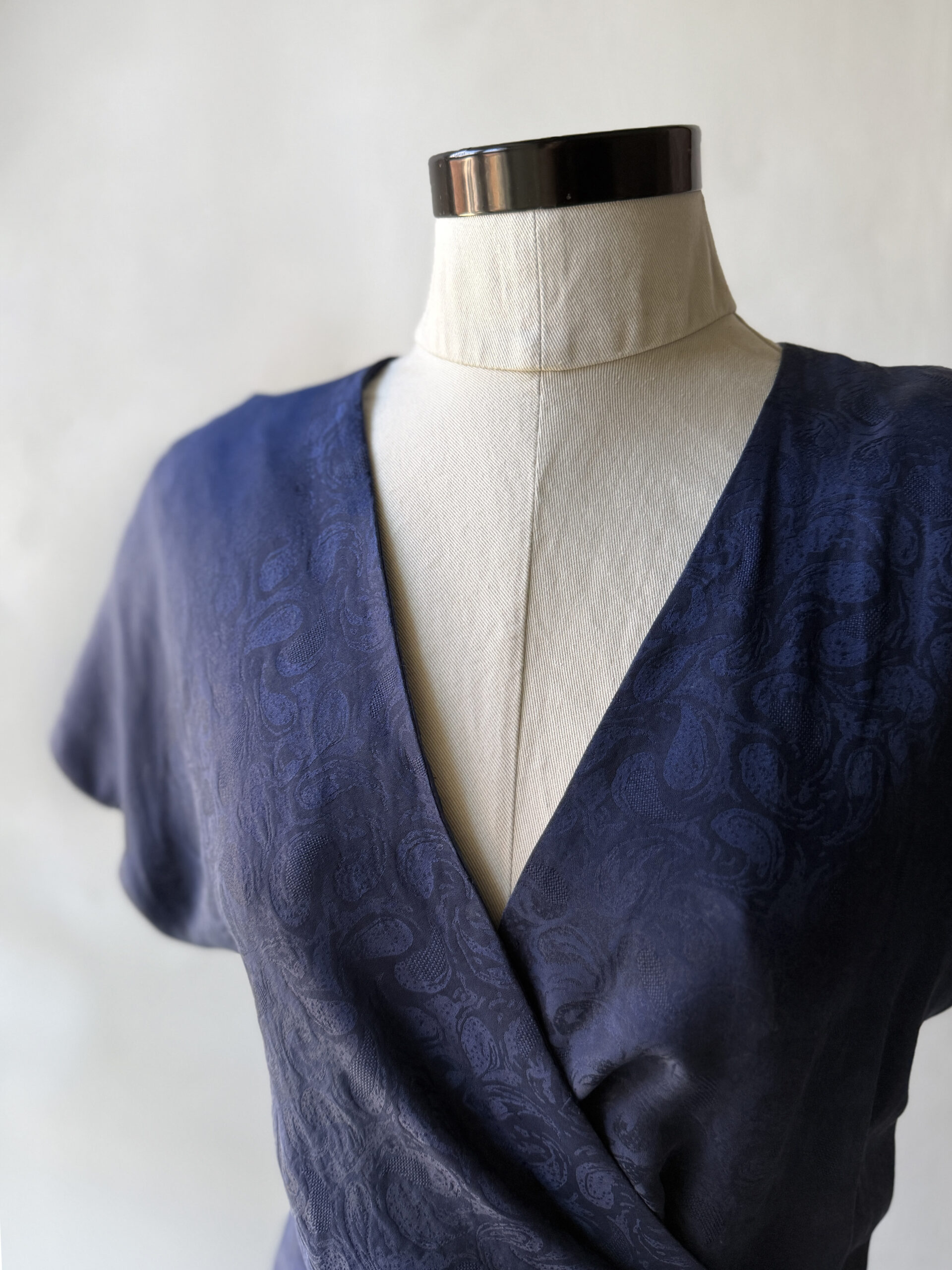 Blue Silk Wrap Dress - Image 3