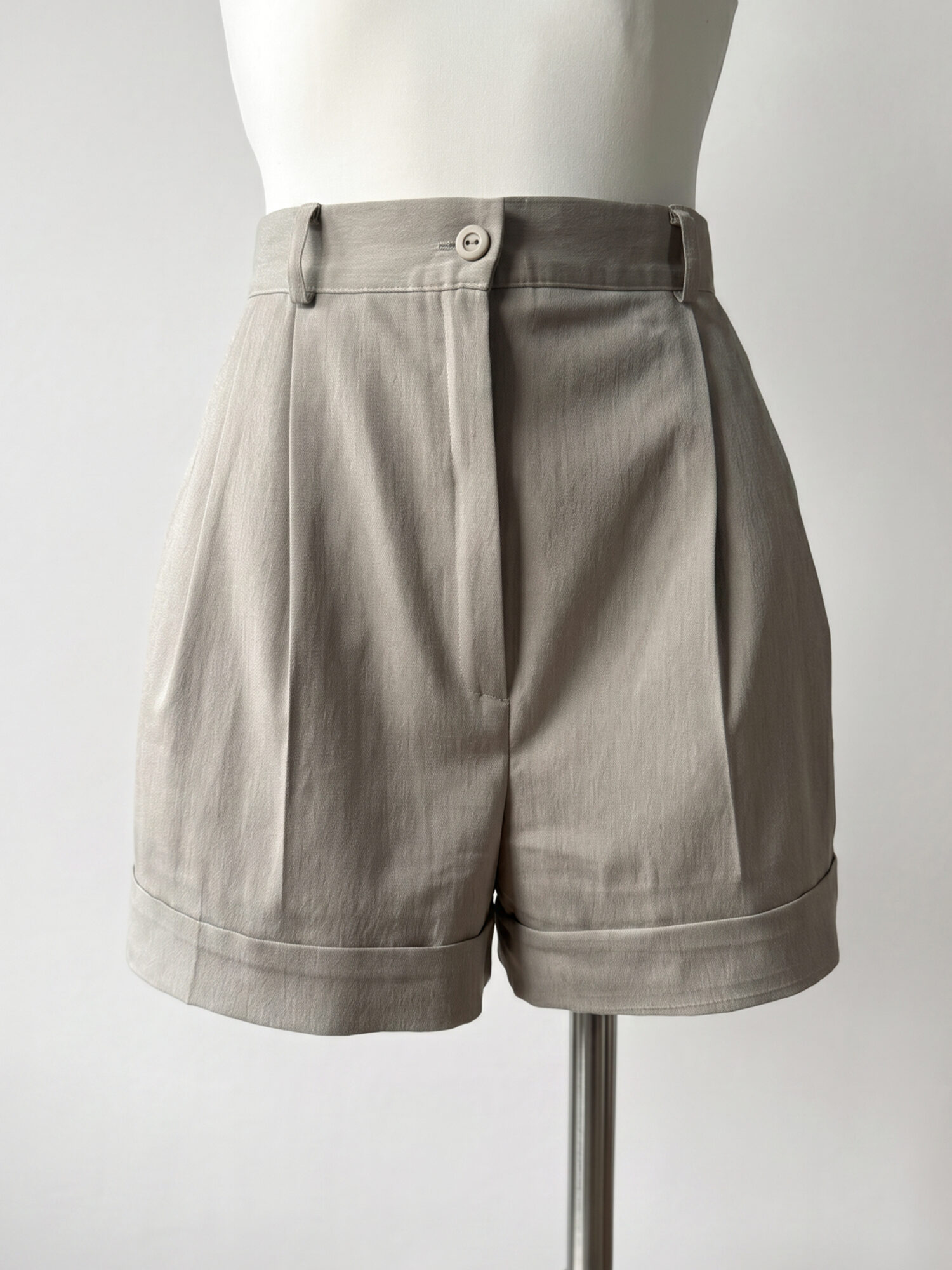 Beige High-Waisted Shorts