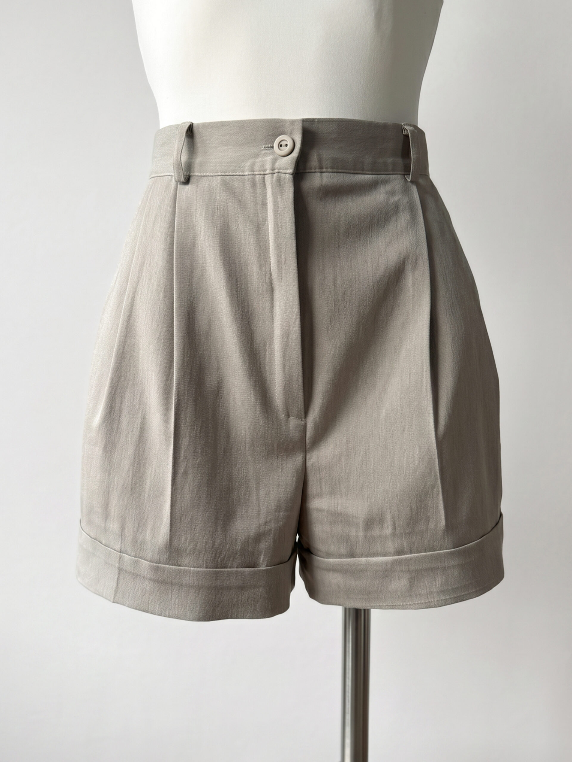 Beige High-Waisted Shorts
