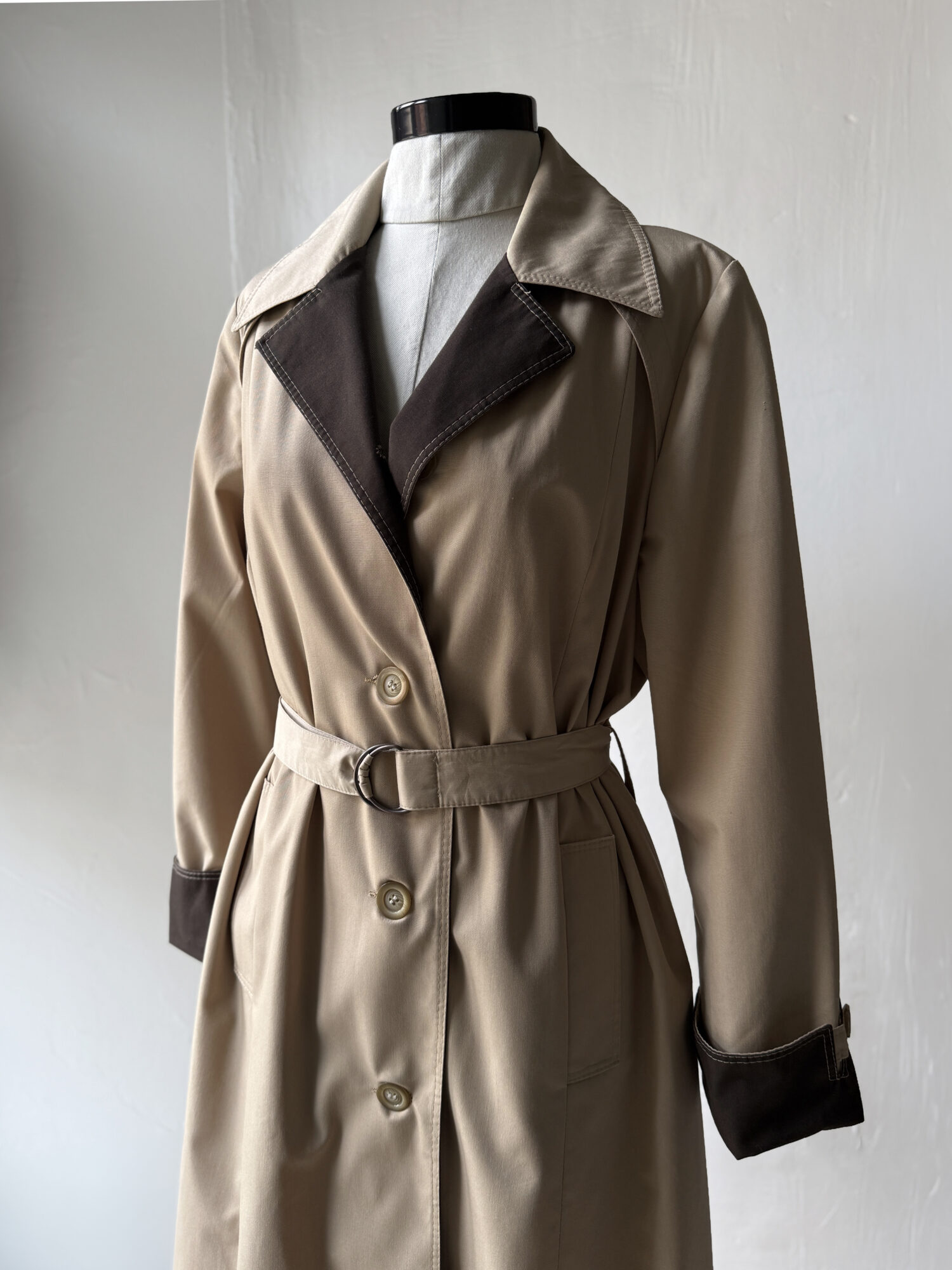 Beige & Brown Contrast Trench