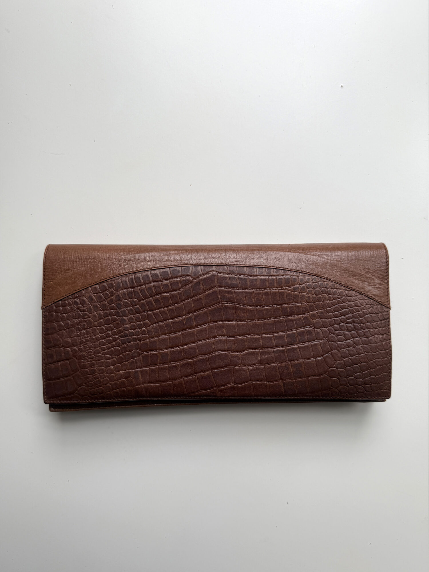 Croc-Embossed Leather Clutch