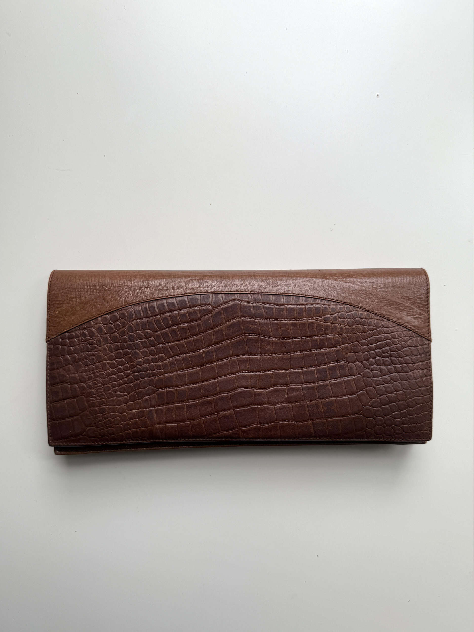 Croc-Embossed Leather Clutch