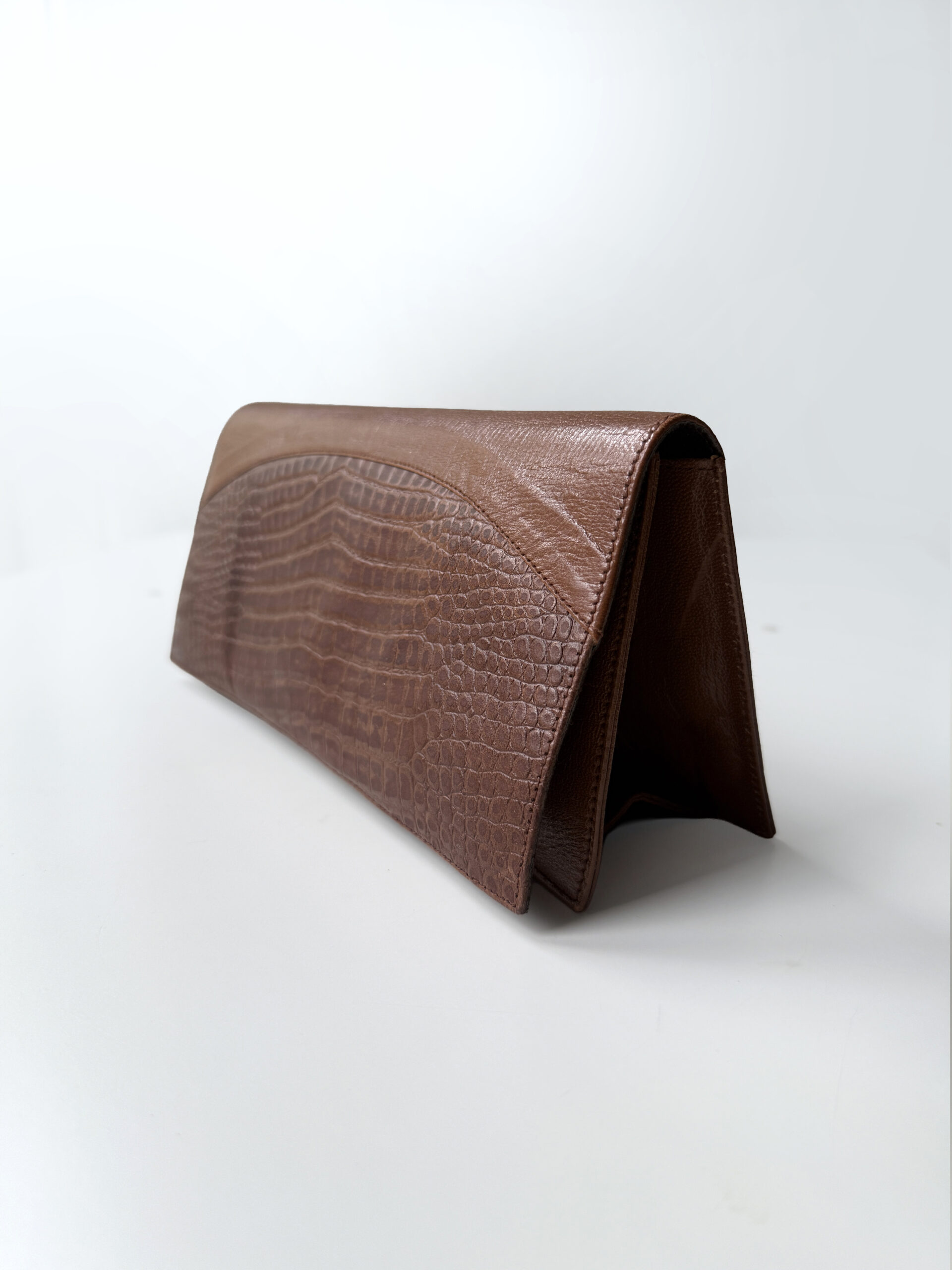 Croc-Embossed Leather Clutch - Image 3