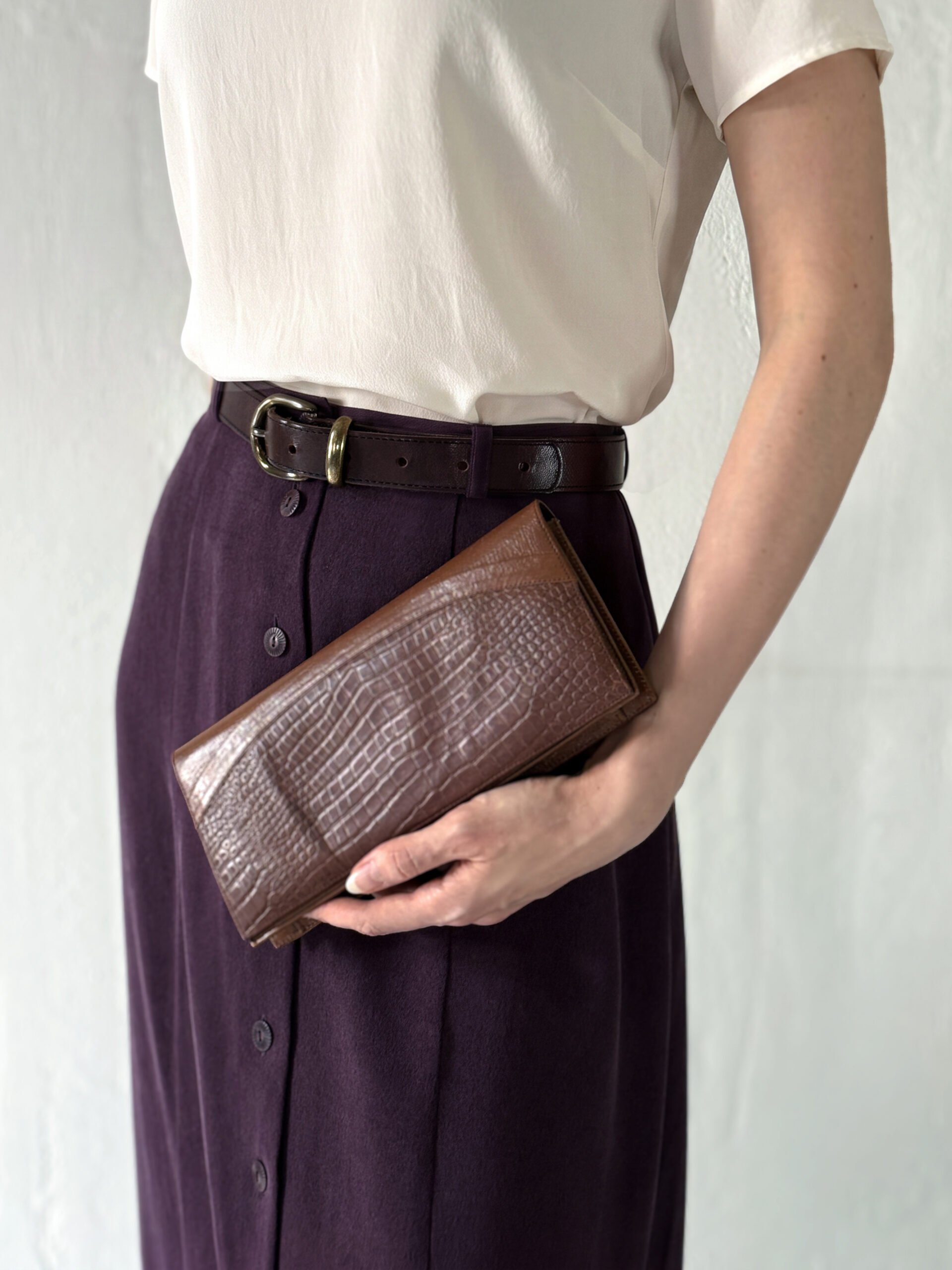 Croc-Embossed Leather Clutch - Image 4