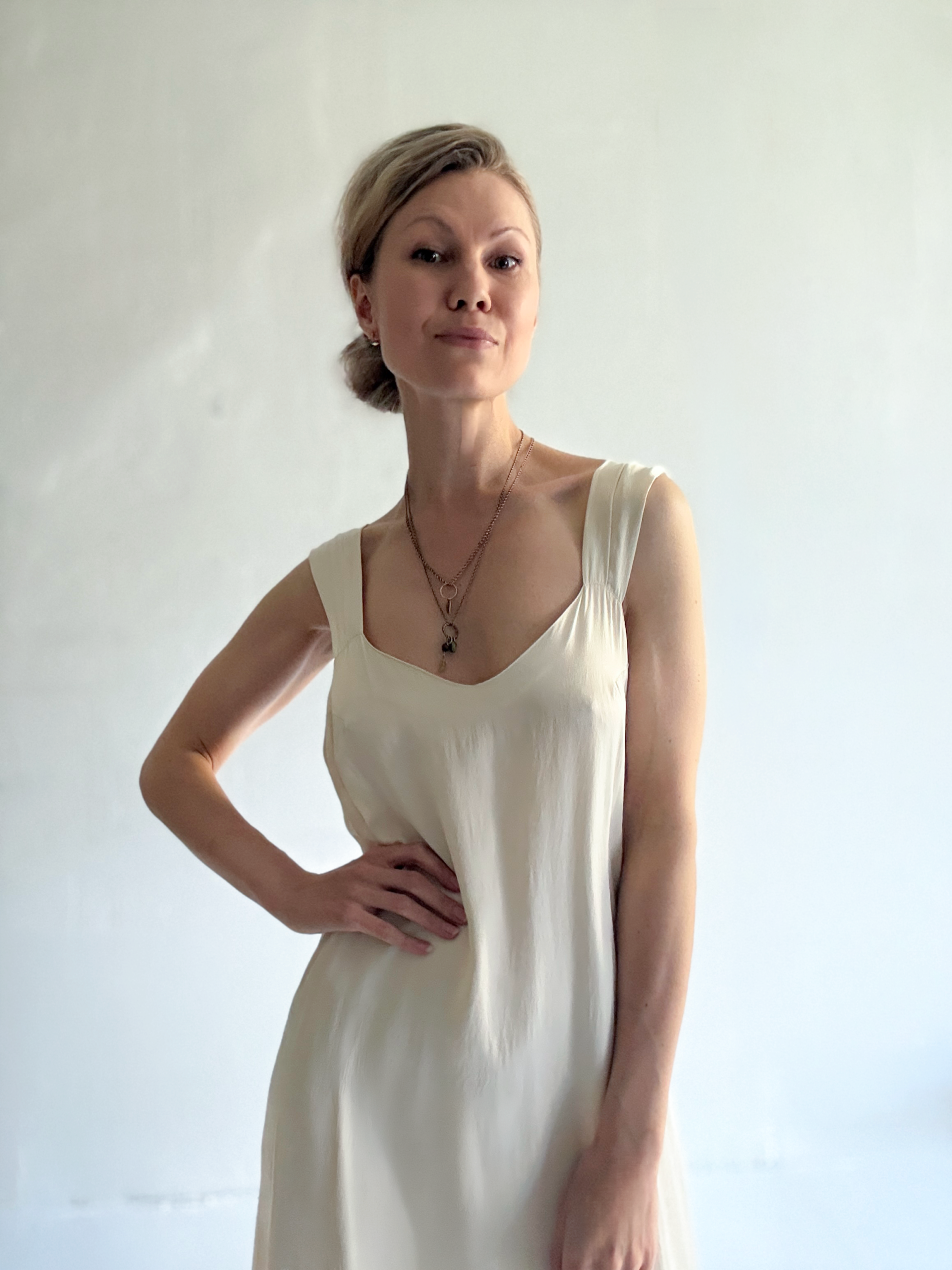 Ivory Silk Maxi Dress - Image 3