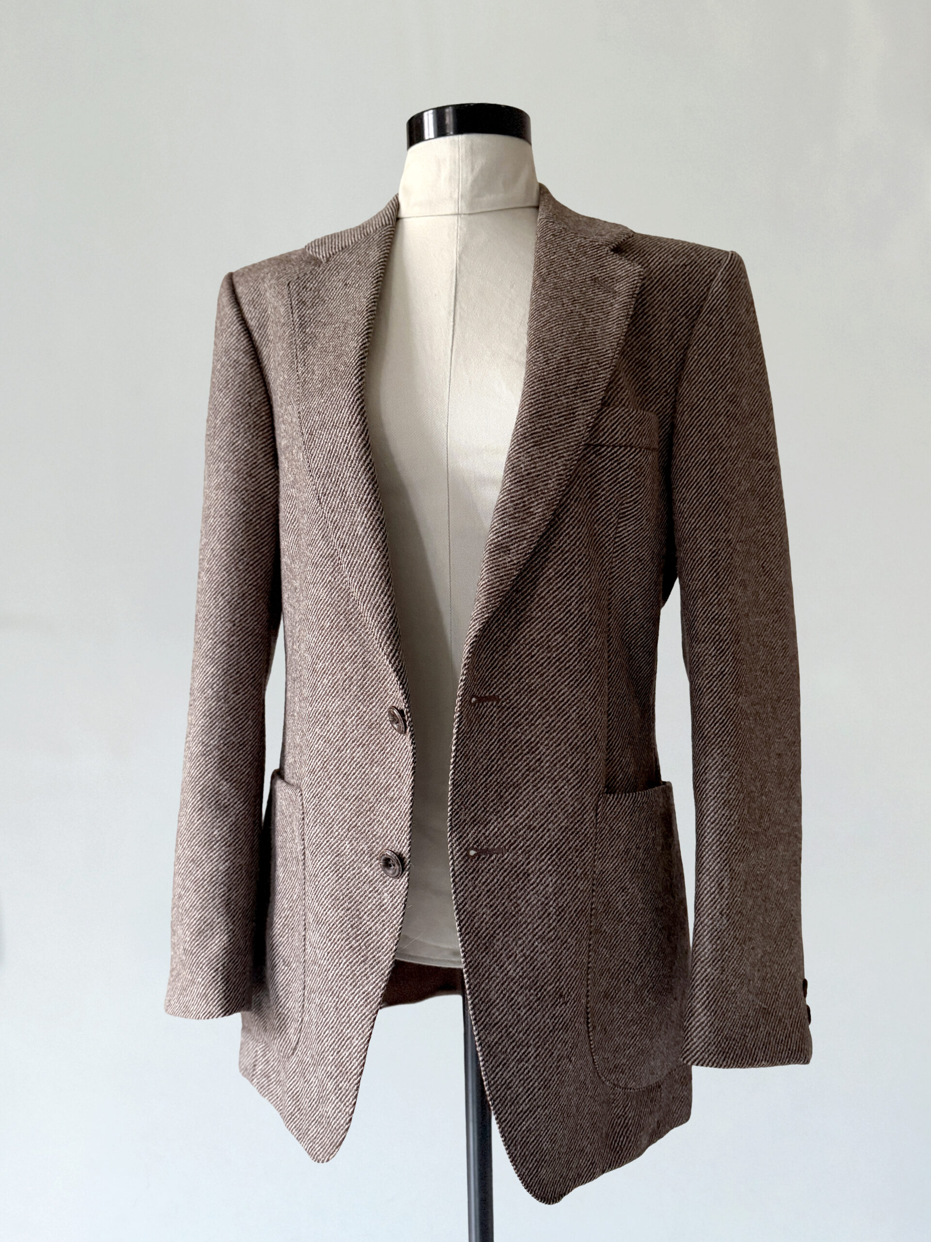 Brown Herringbone Wool Blazer - Image 4