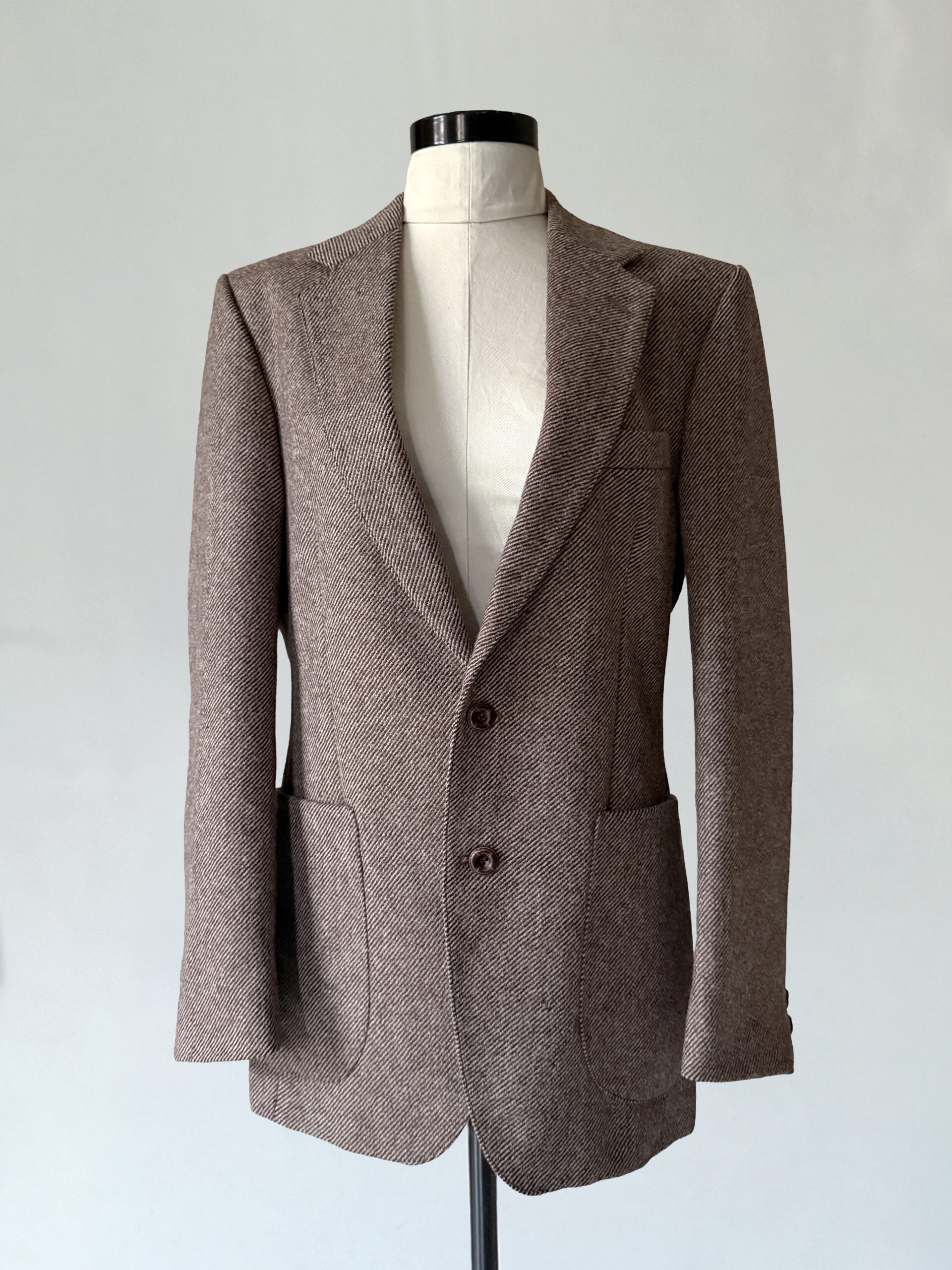 Brown Herringbone Wool Blazer - Image 5