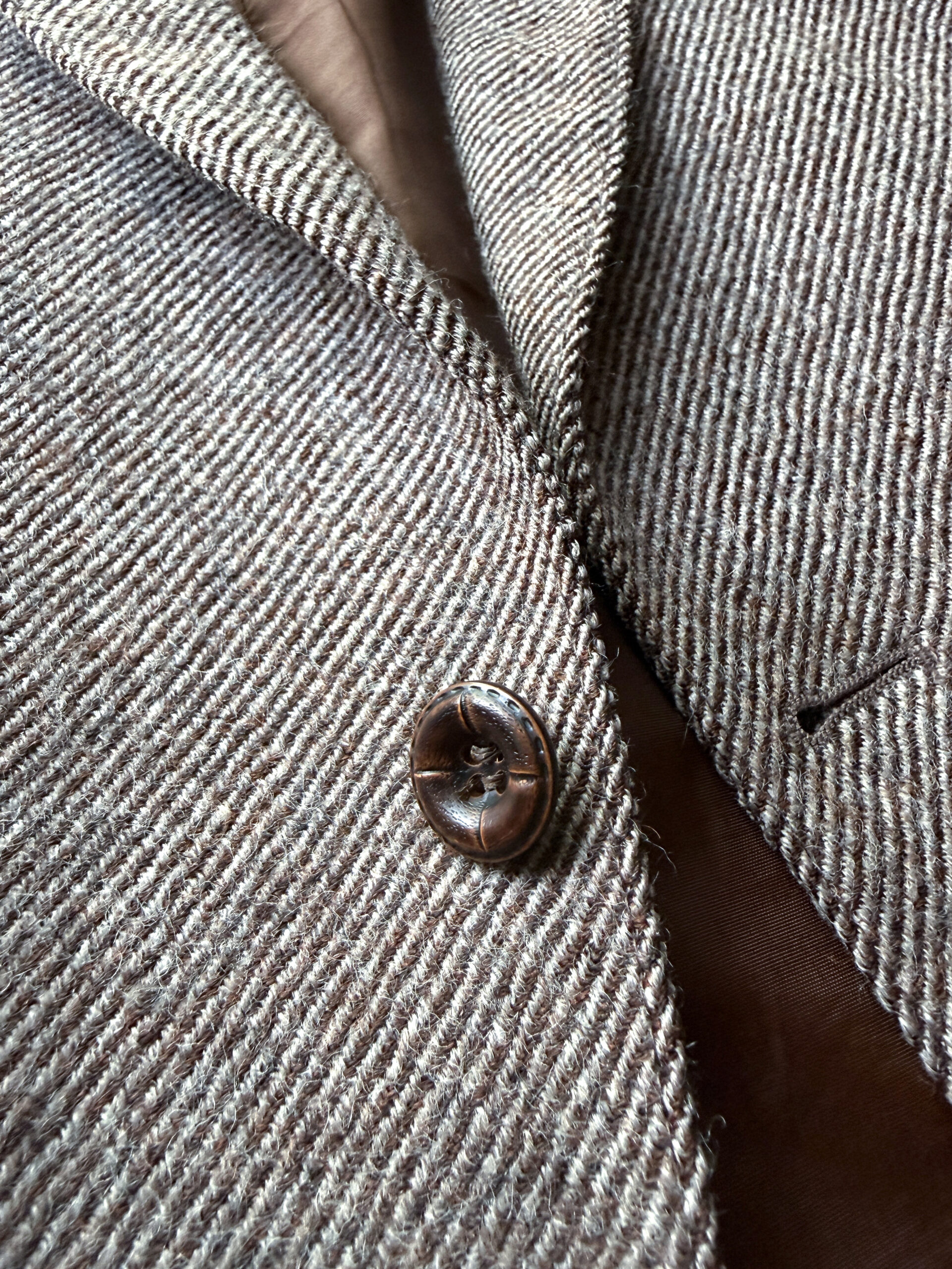 Brown Herringbone Wool Blazer - Image 2