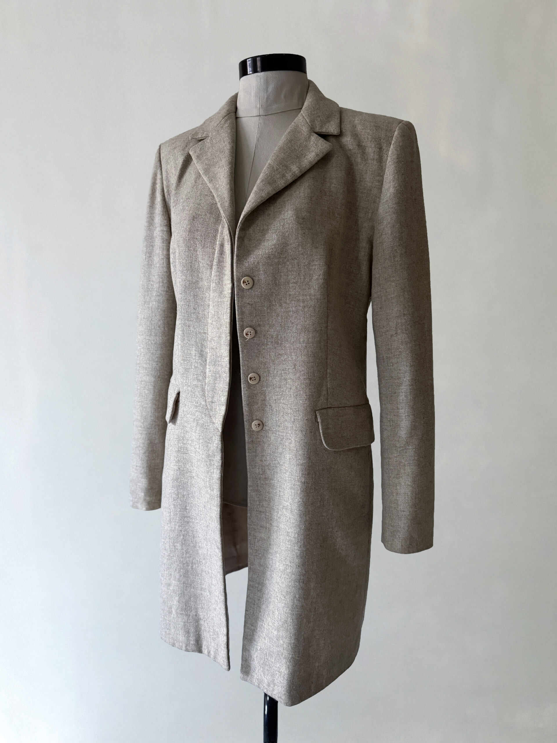 Beige Linen-Blend Longline Blazer - Image 5