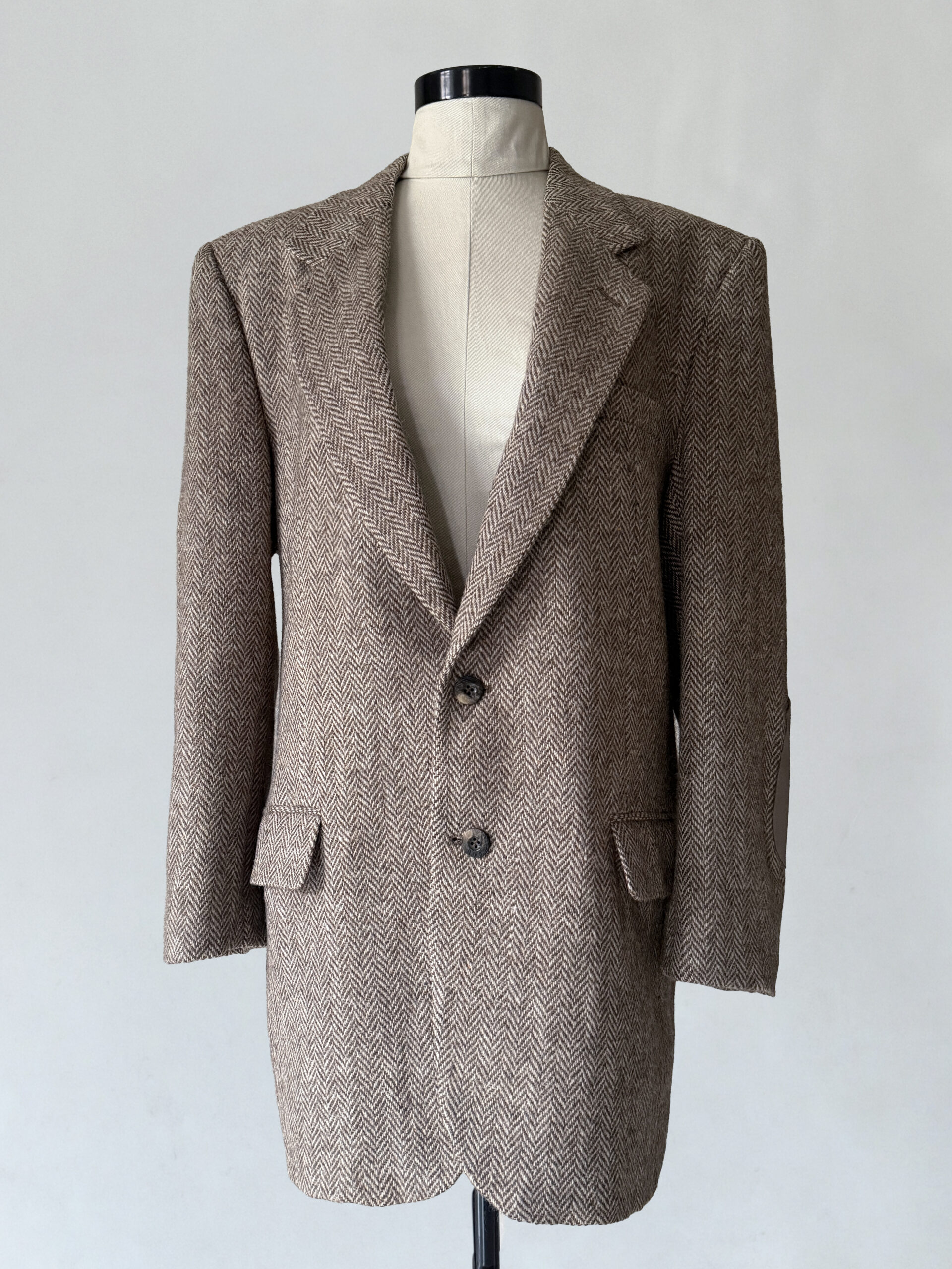 Brown Herringbone Virgin Wool Blazer - Image 6