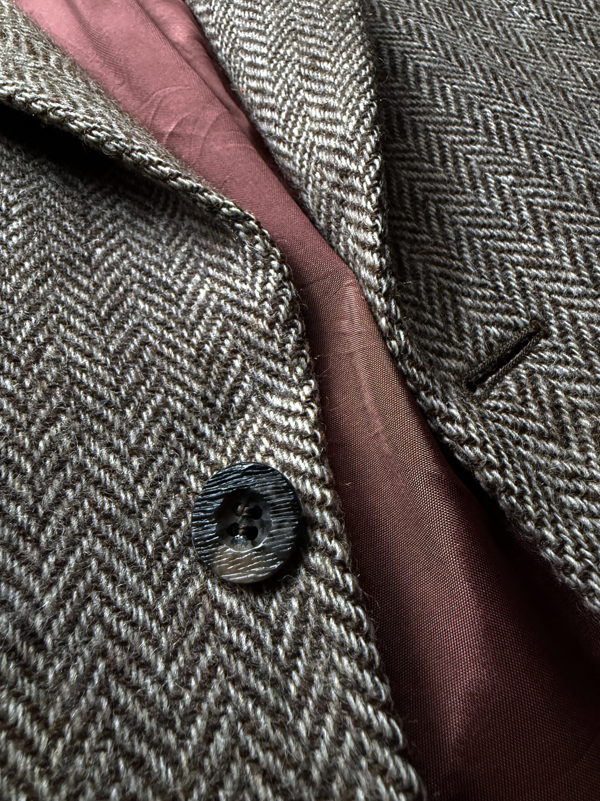 Brown Herringbone Virgin Wool Blazer - Image 2