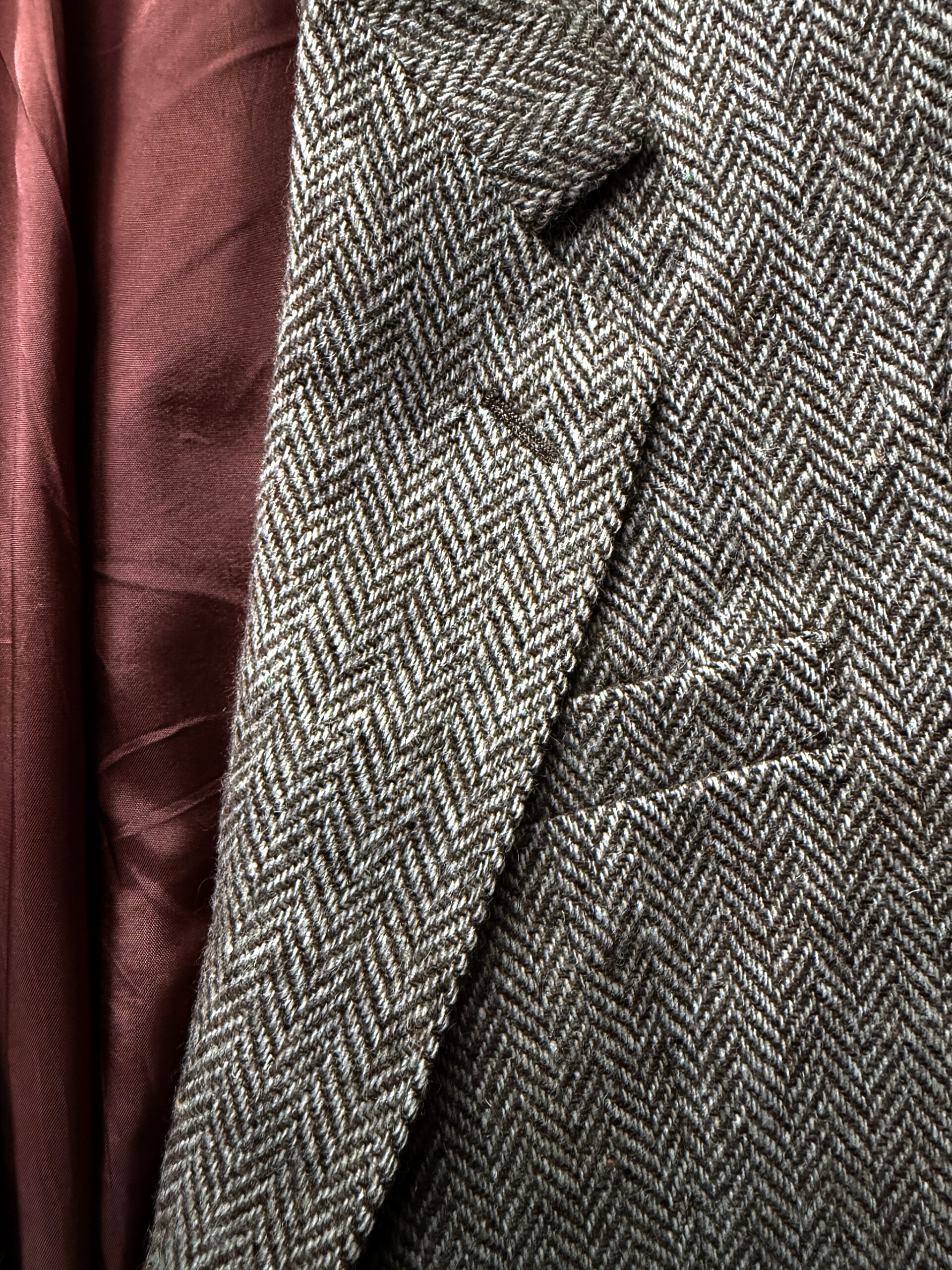 Brown Herringbone Virgin Wool Blazer - Image 4