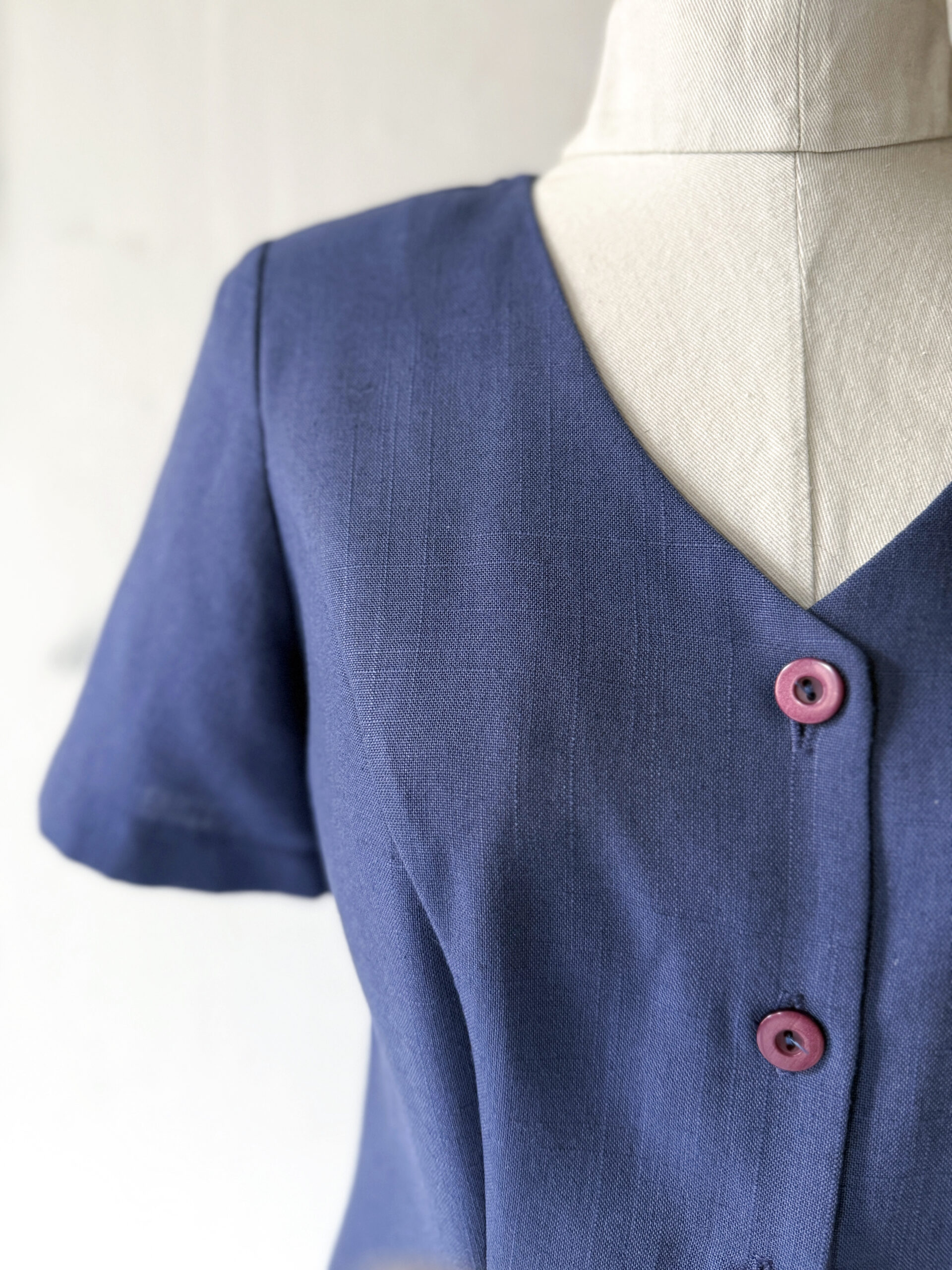 Navy Button-Front Midi Dress - Image 3