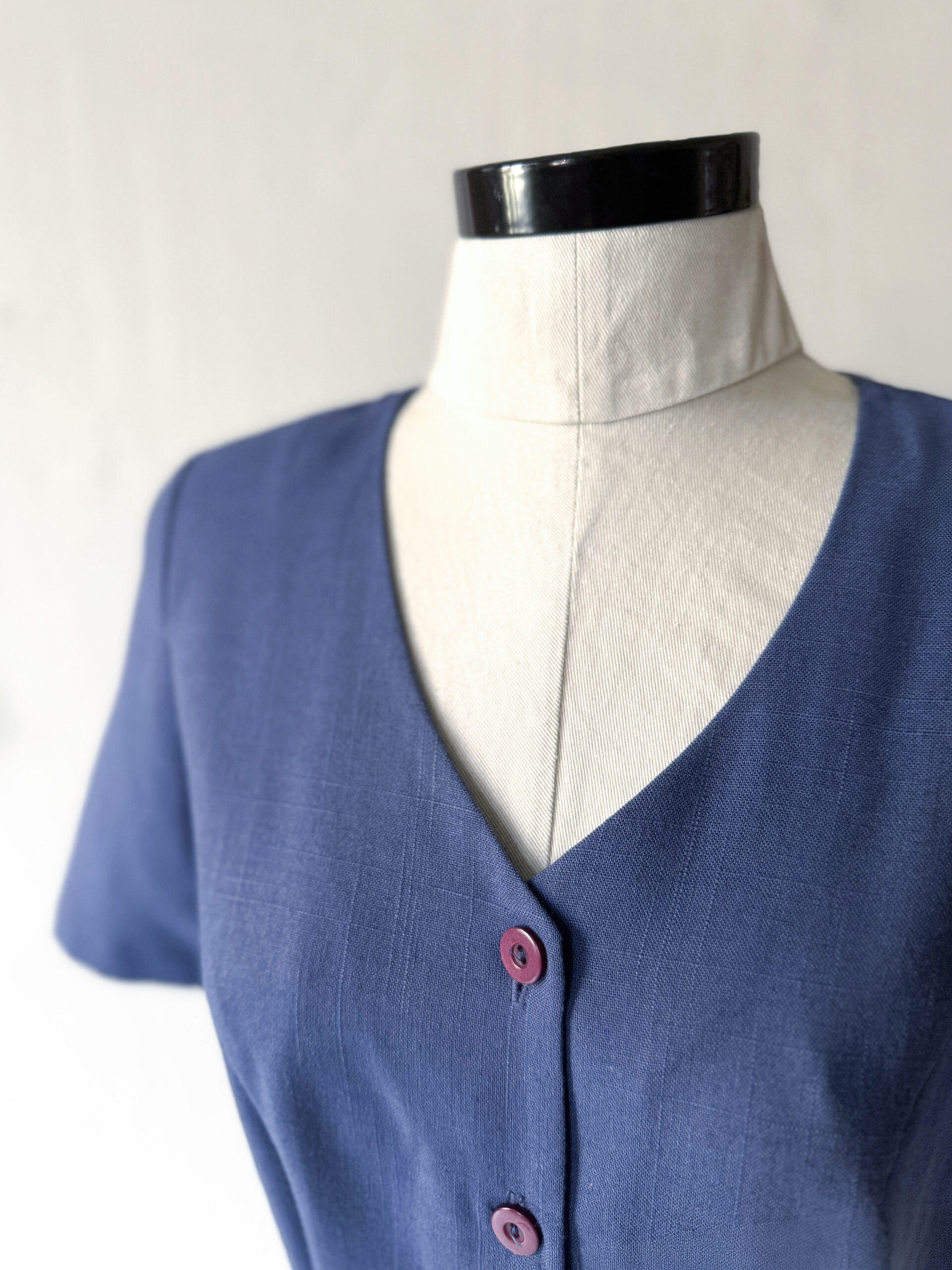 Navy Button-Front Midi Dress - Image 2
