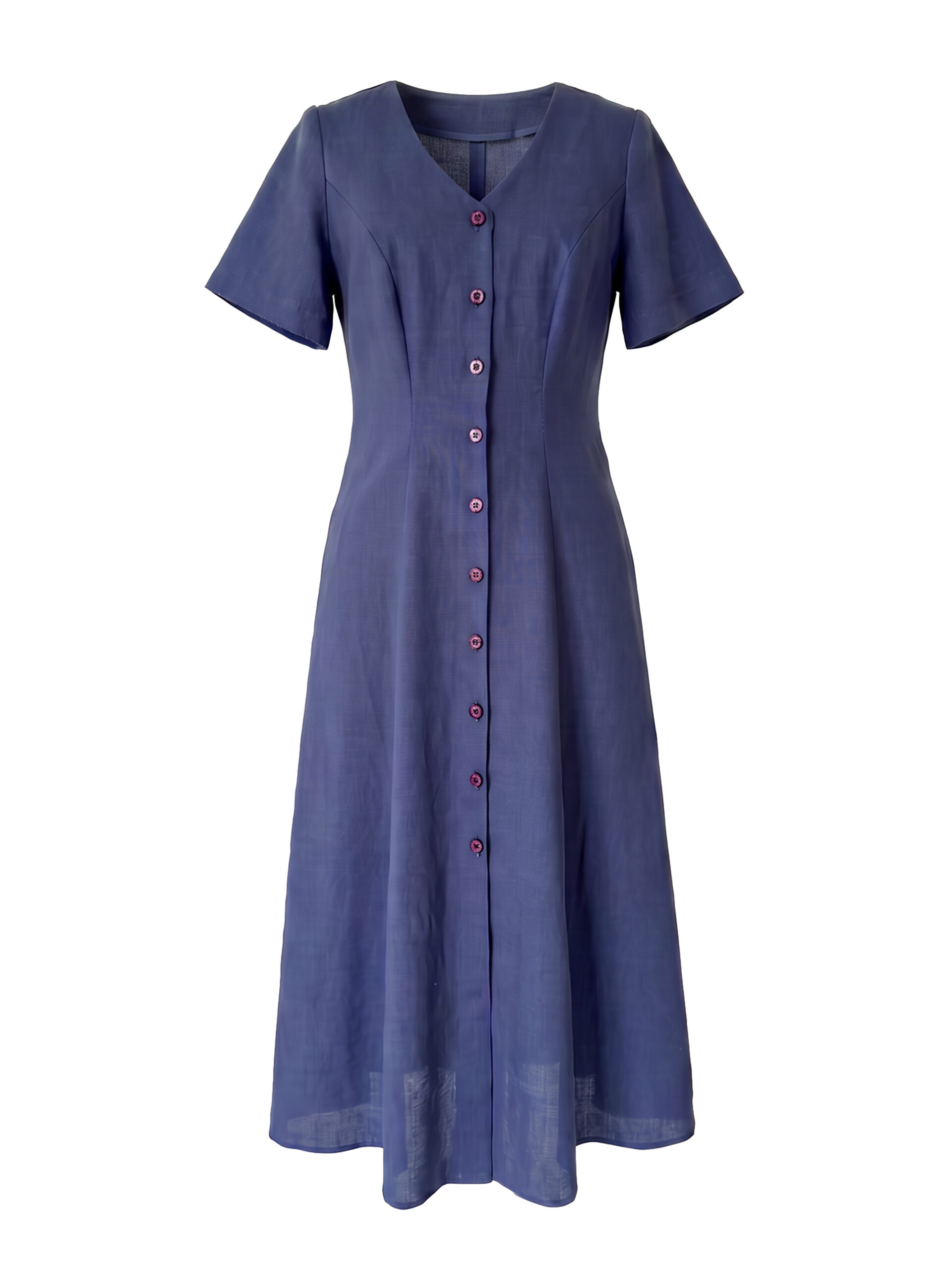 Navy Button-Front Midi Dress - Image 4