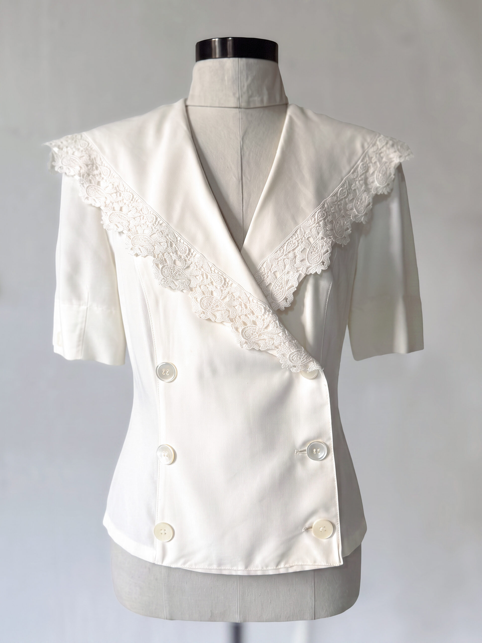 Ivory Lace-Collar Blouse - Image 3