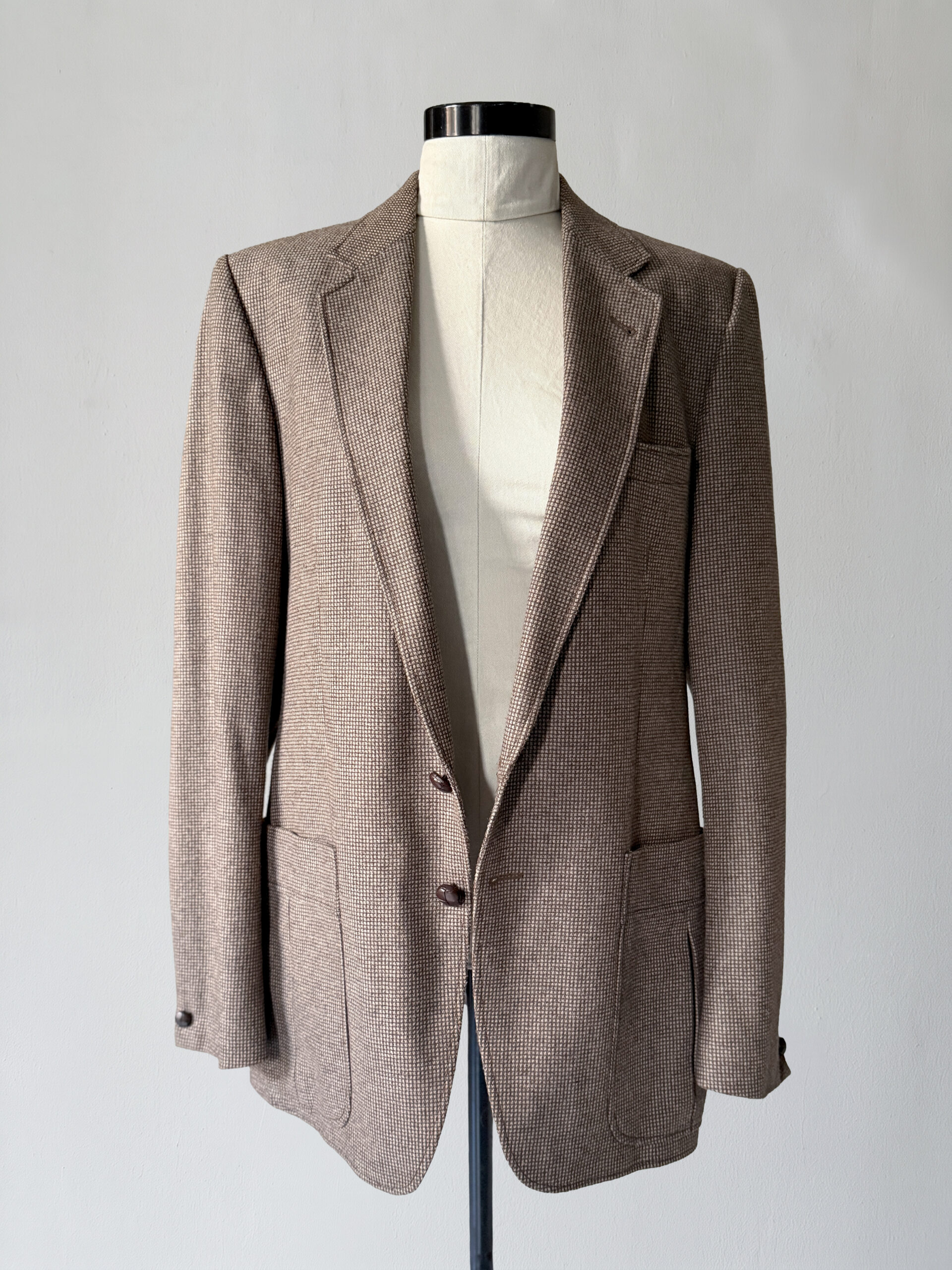 Brown Micro-Check Virgin Wool Blazer - Image 5