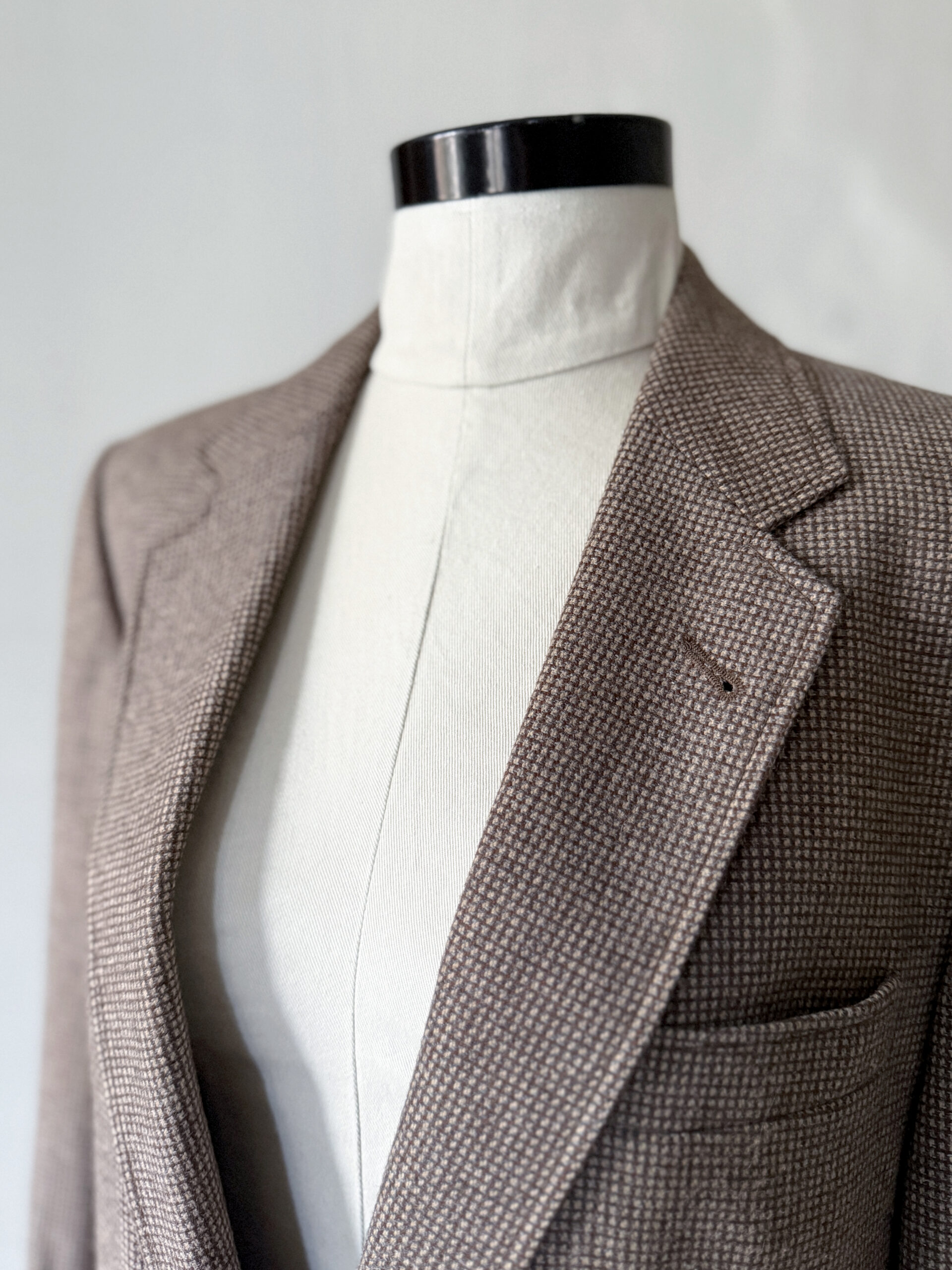 Brown Micro-Check Virgin Wool Blazer - Image 4