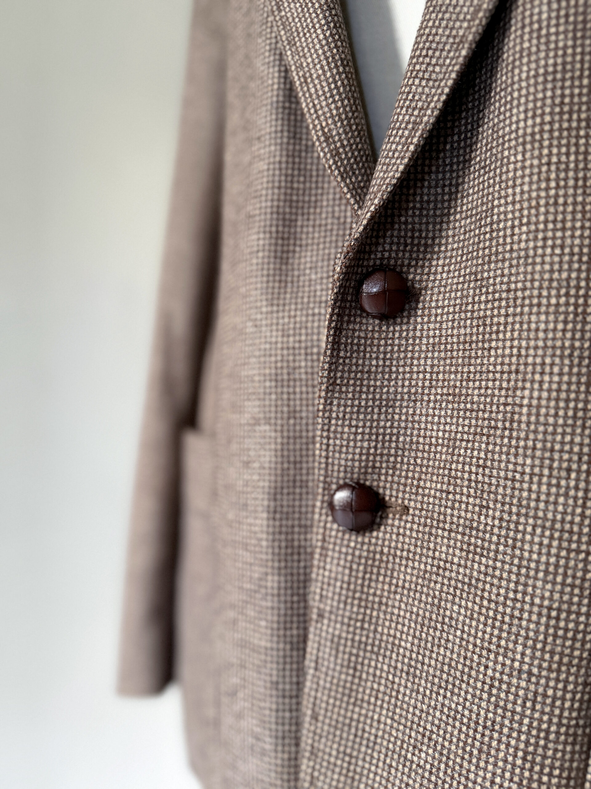 Brown Micro-Check Virgin Wool Blazer - Image 3