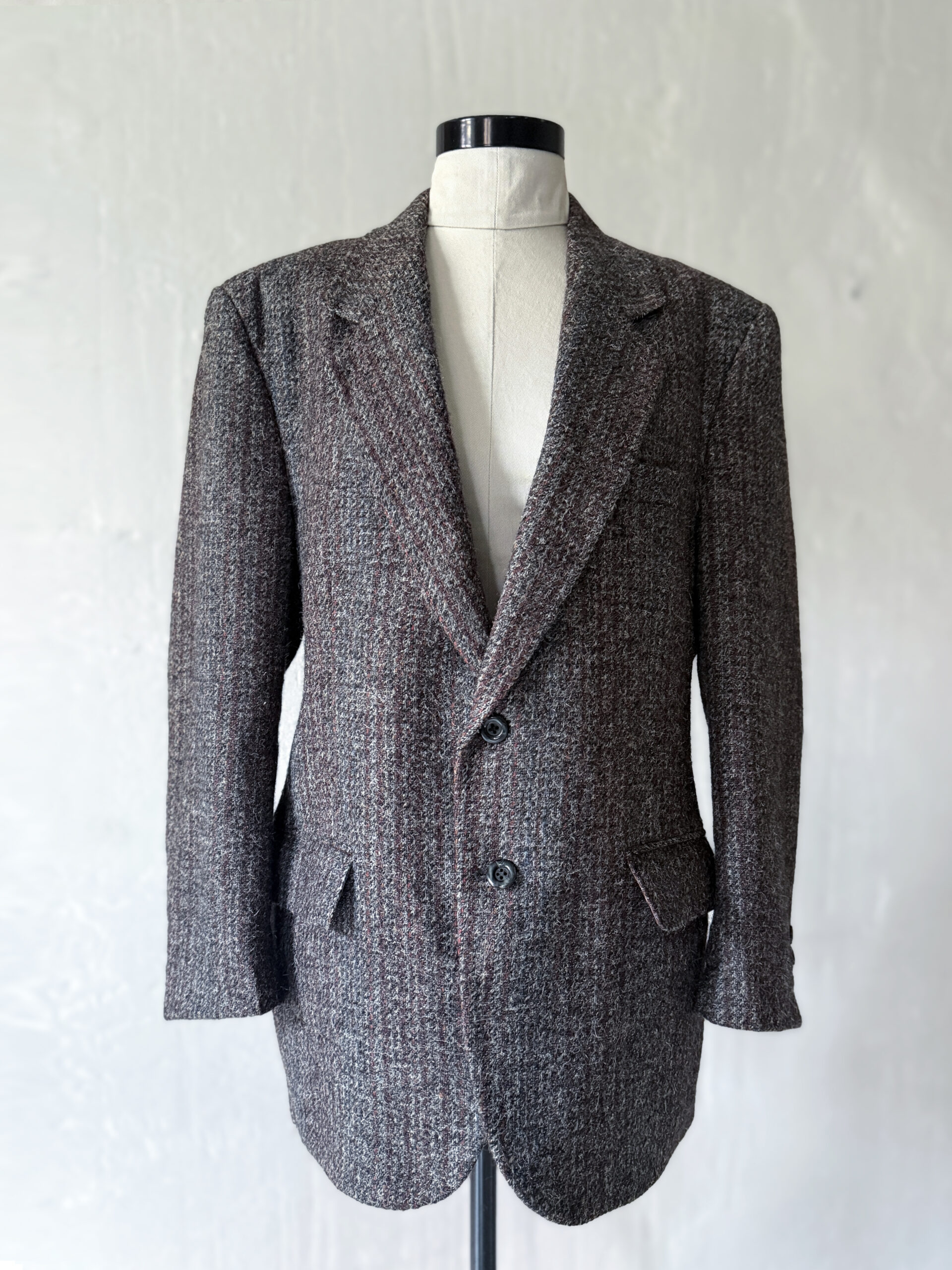 Grey-Pink Herringbone Wool Blazer - Image 5