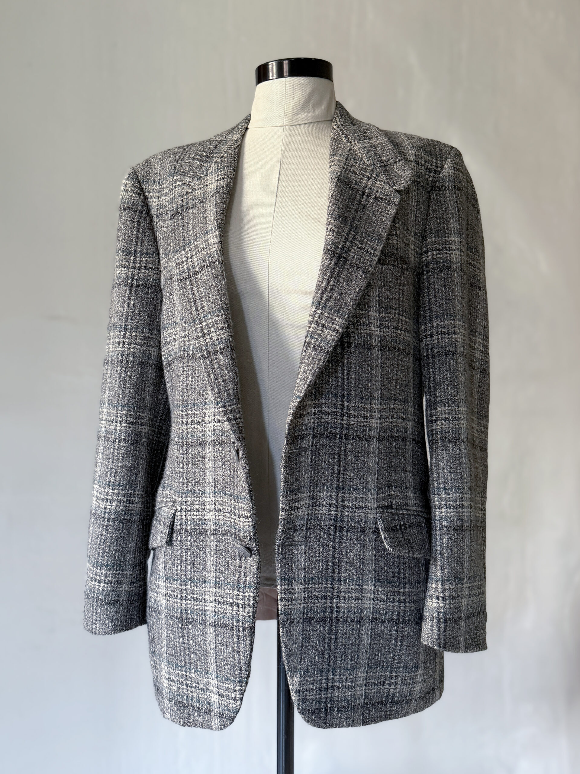Grey Windowpane Wool Blazer - Image 3