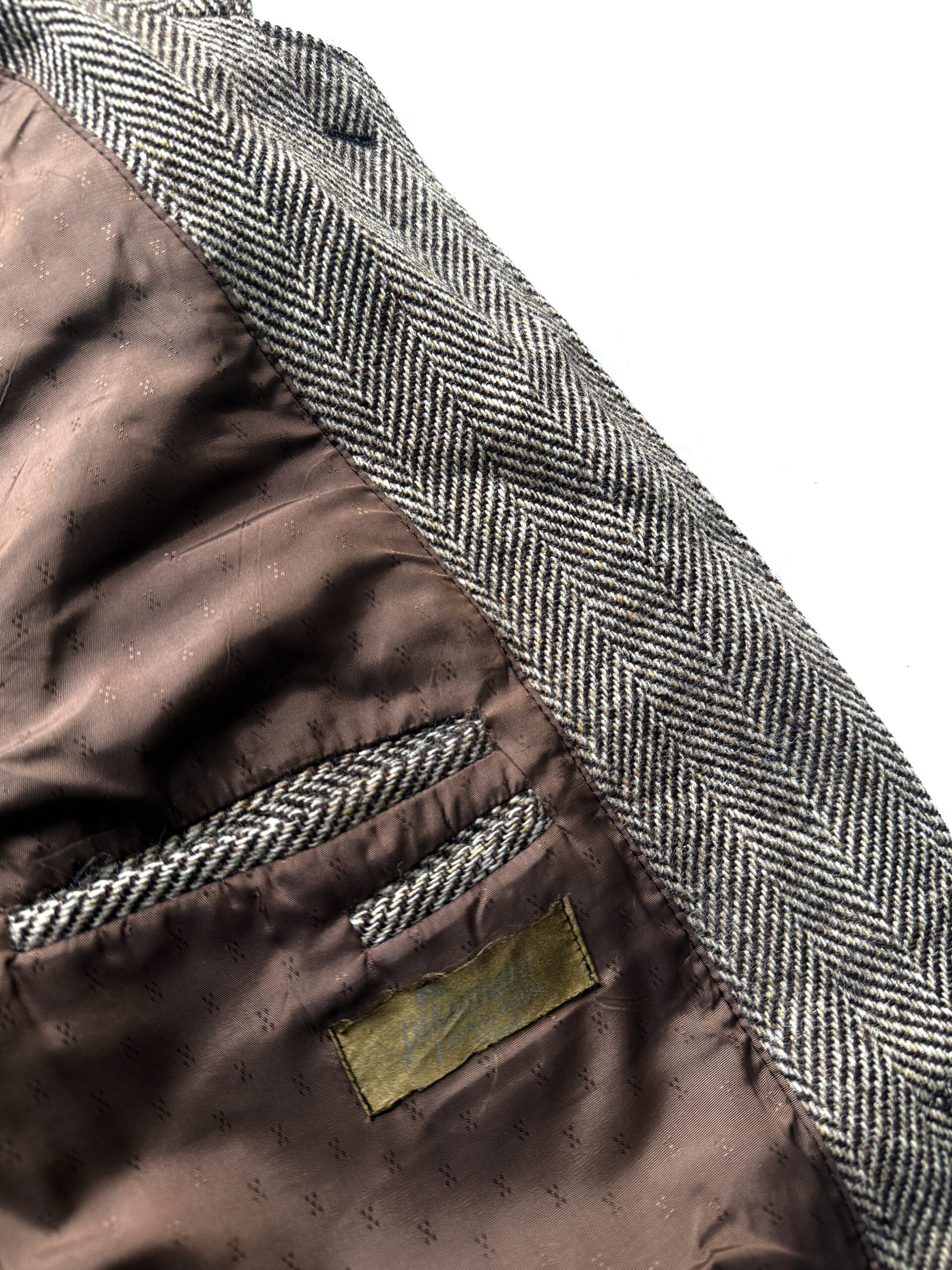 Brown Herringbone Wool Blazer with Pick Stitching - Image 10
