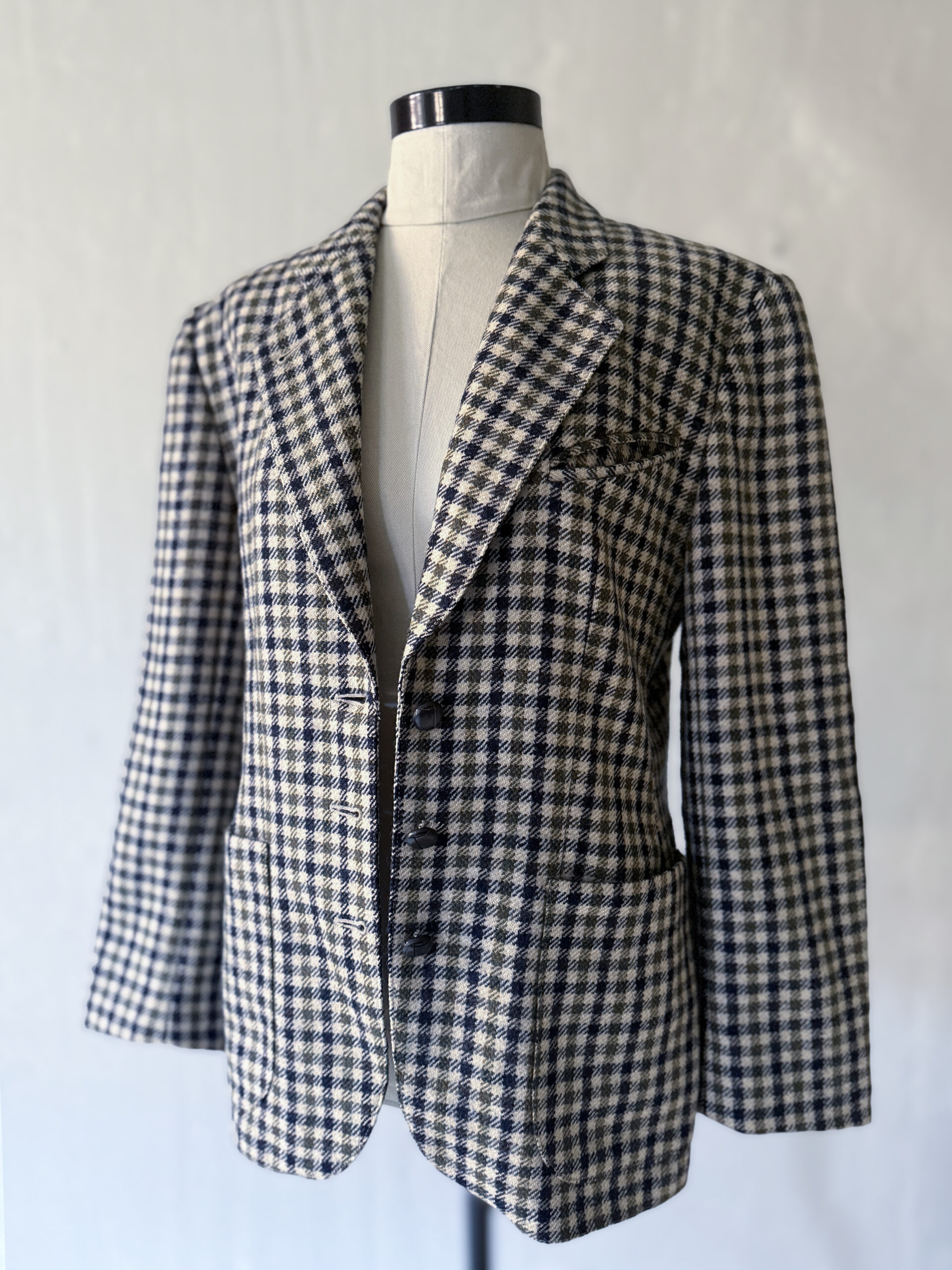 Cream Check Wool Blazer - Image 4