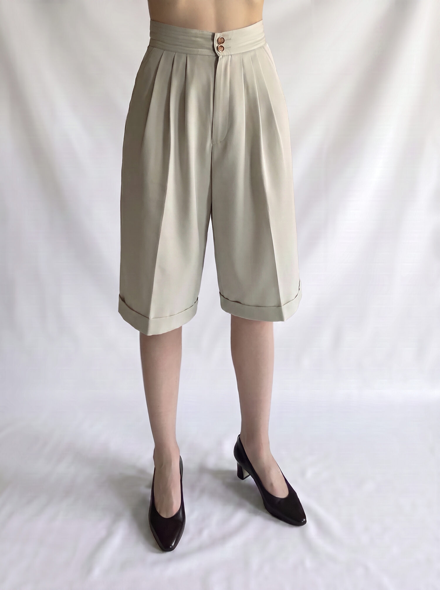 Ivory High-Waisted Culotte Shorts