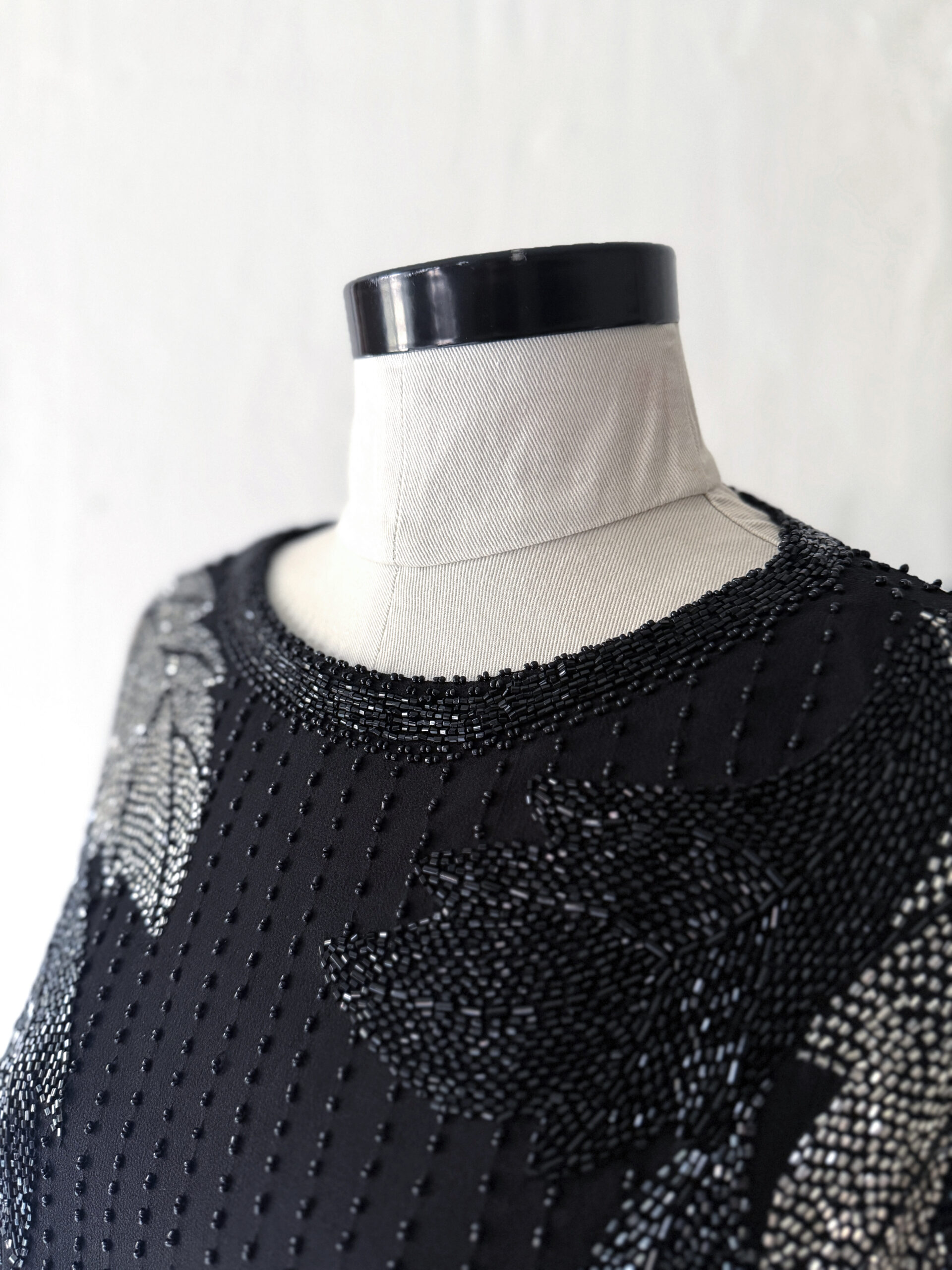 Black Beaded Silk Blouse - Image 4