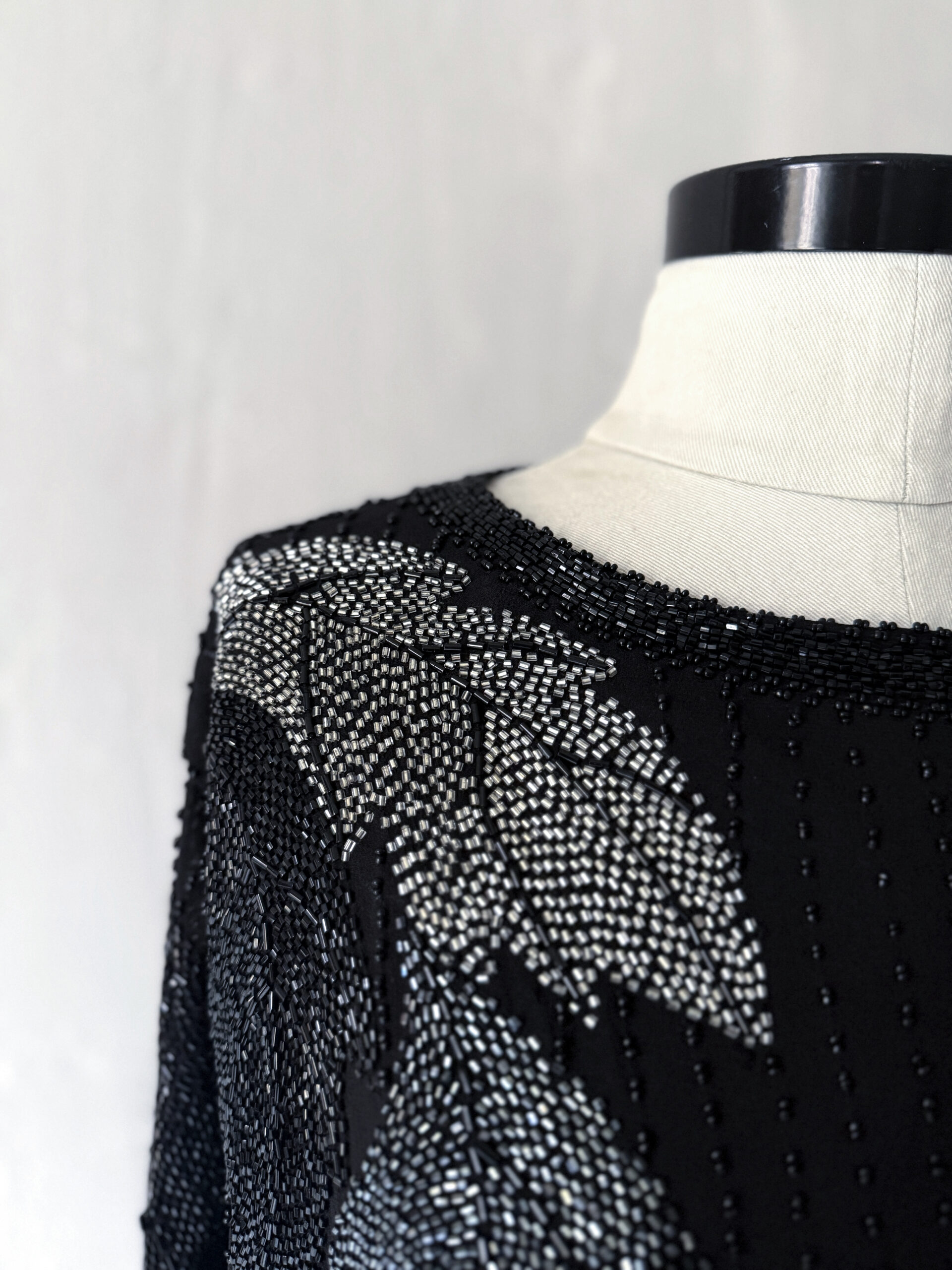 Black Beaded Silk Blouse - Image 3