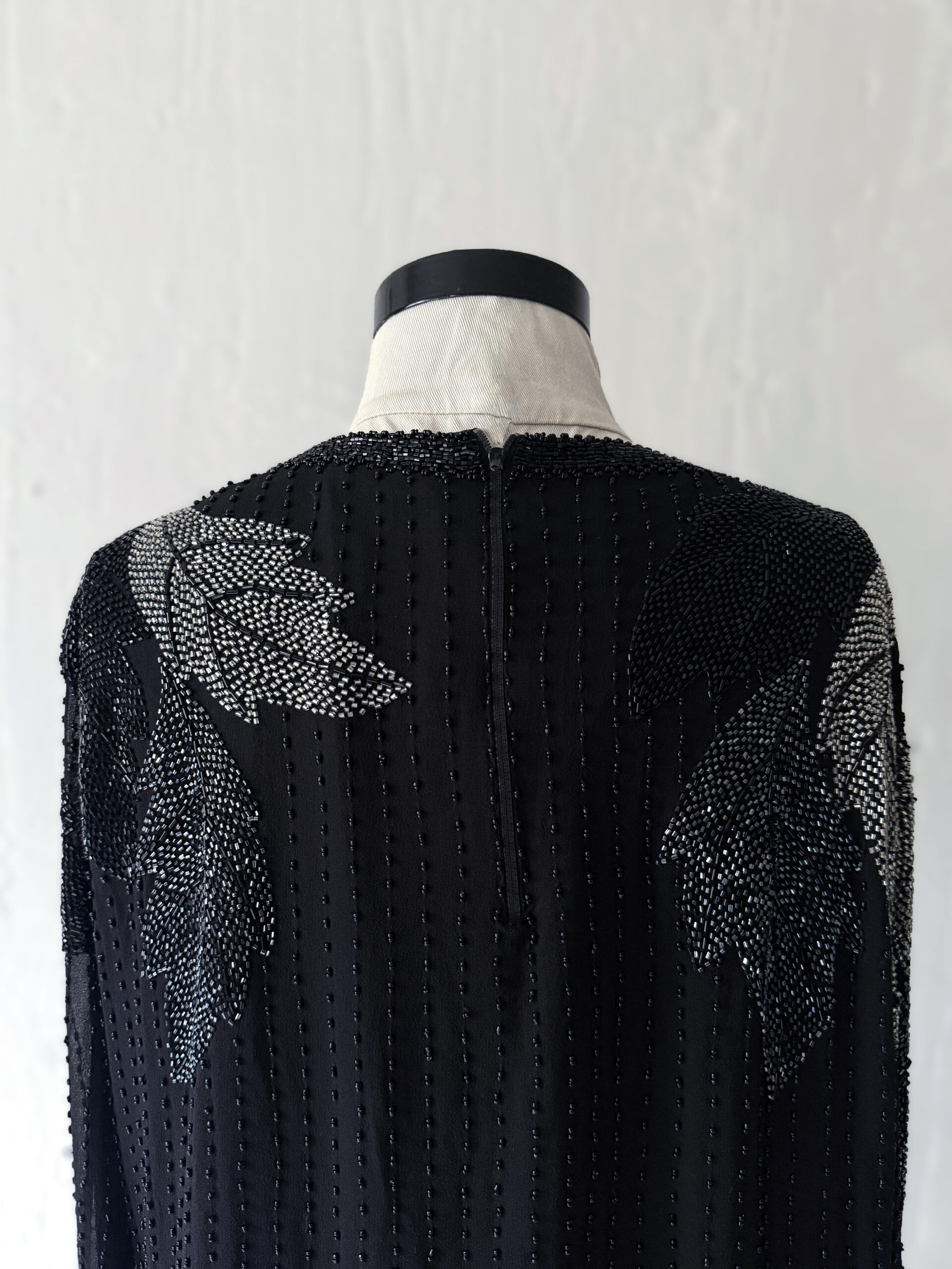 Black Beaded Silk Blouse - Image 5