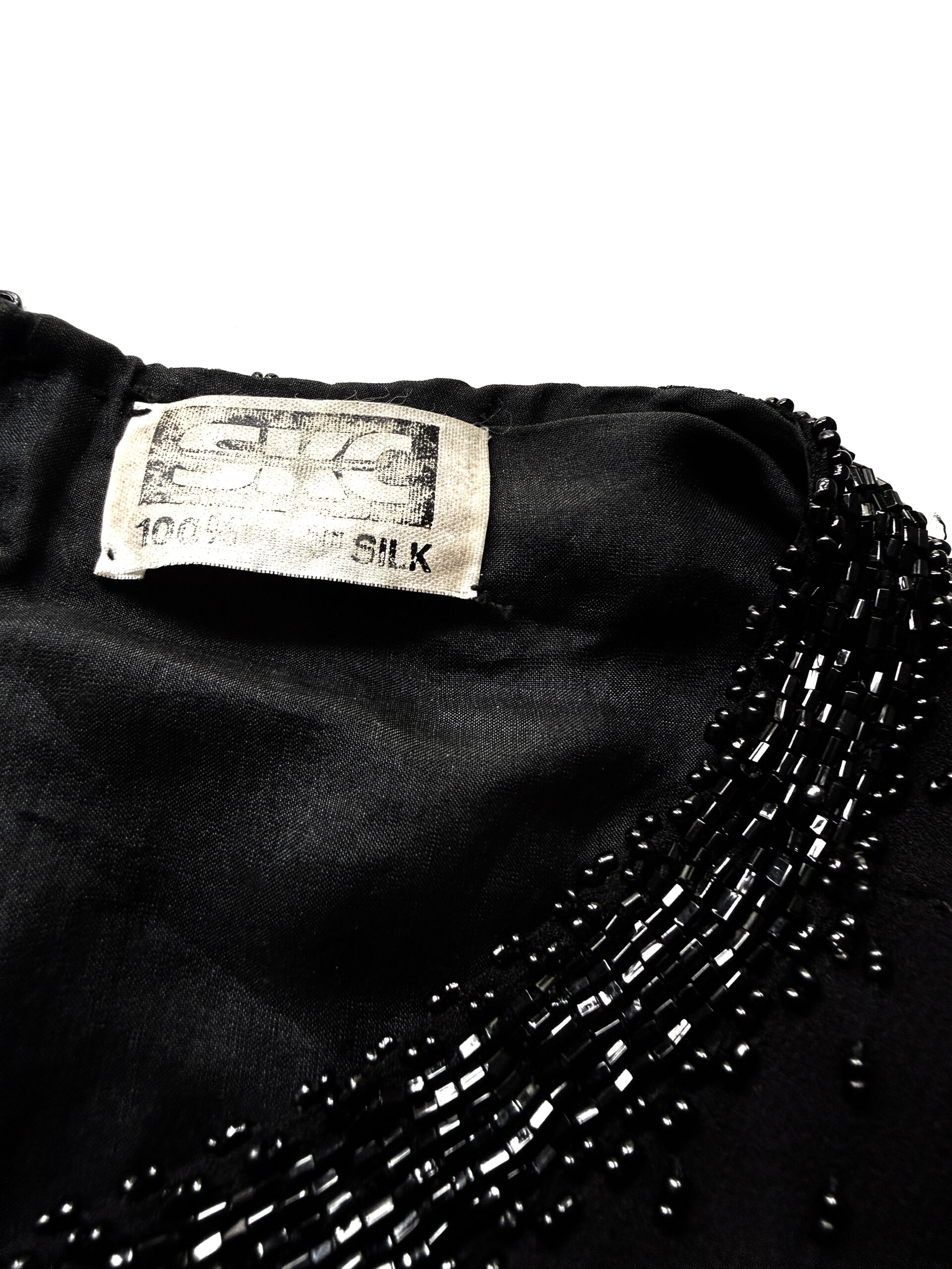 Black Beaded Silk Blouse - Image 9