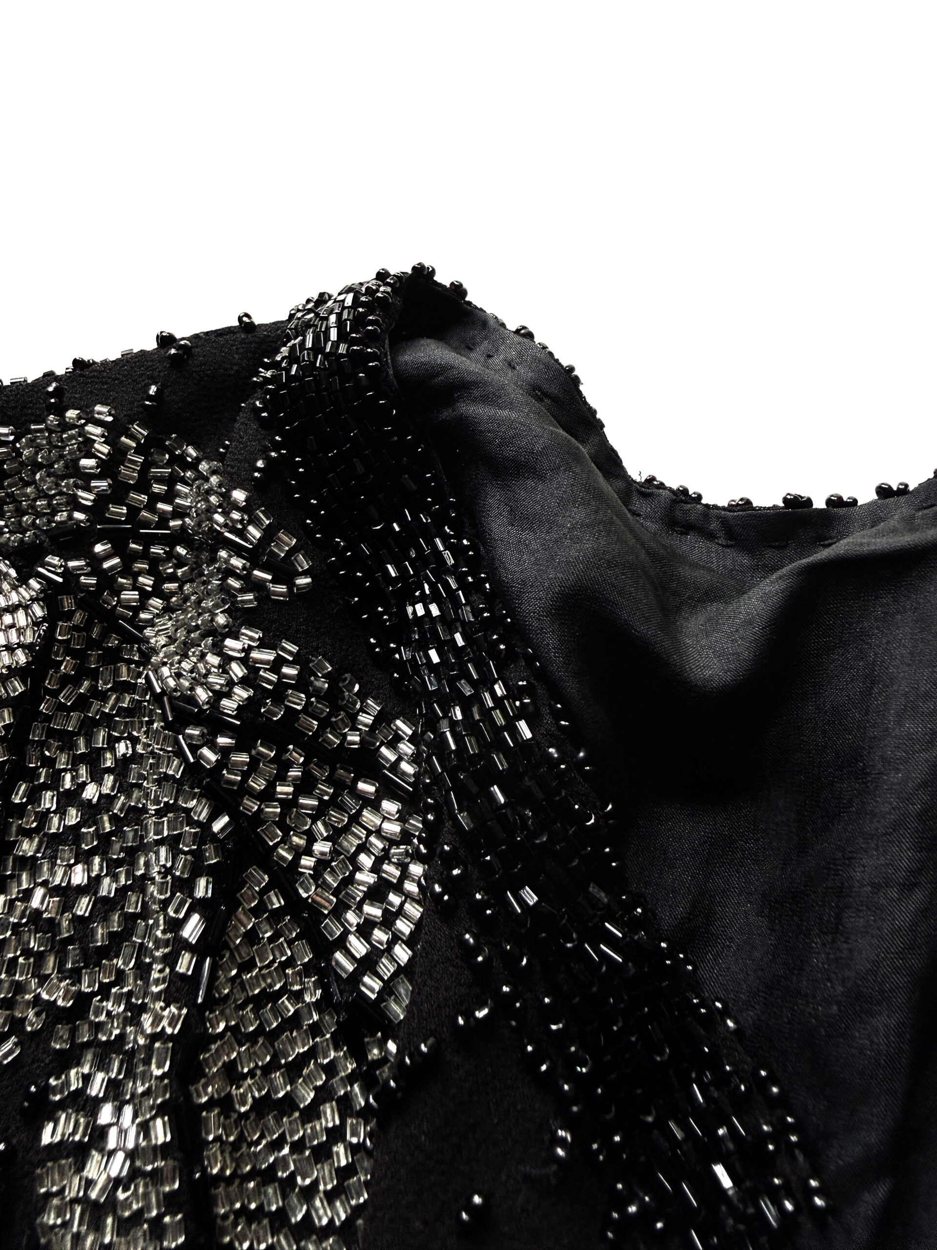 Black Beaded Silk Blouse - Image 2