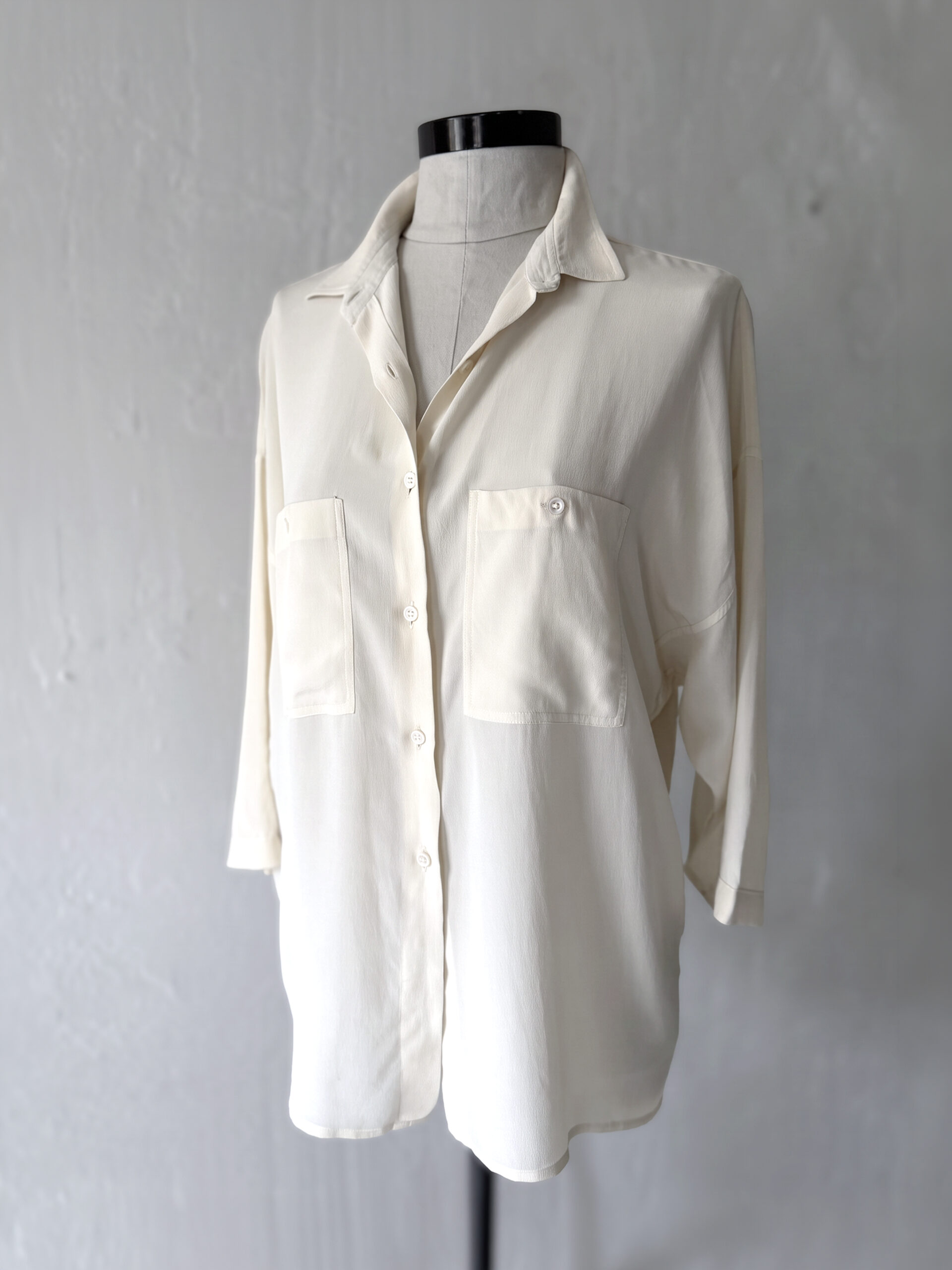 Ivory Silk Longline Shirt - Image 5