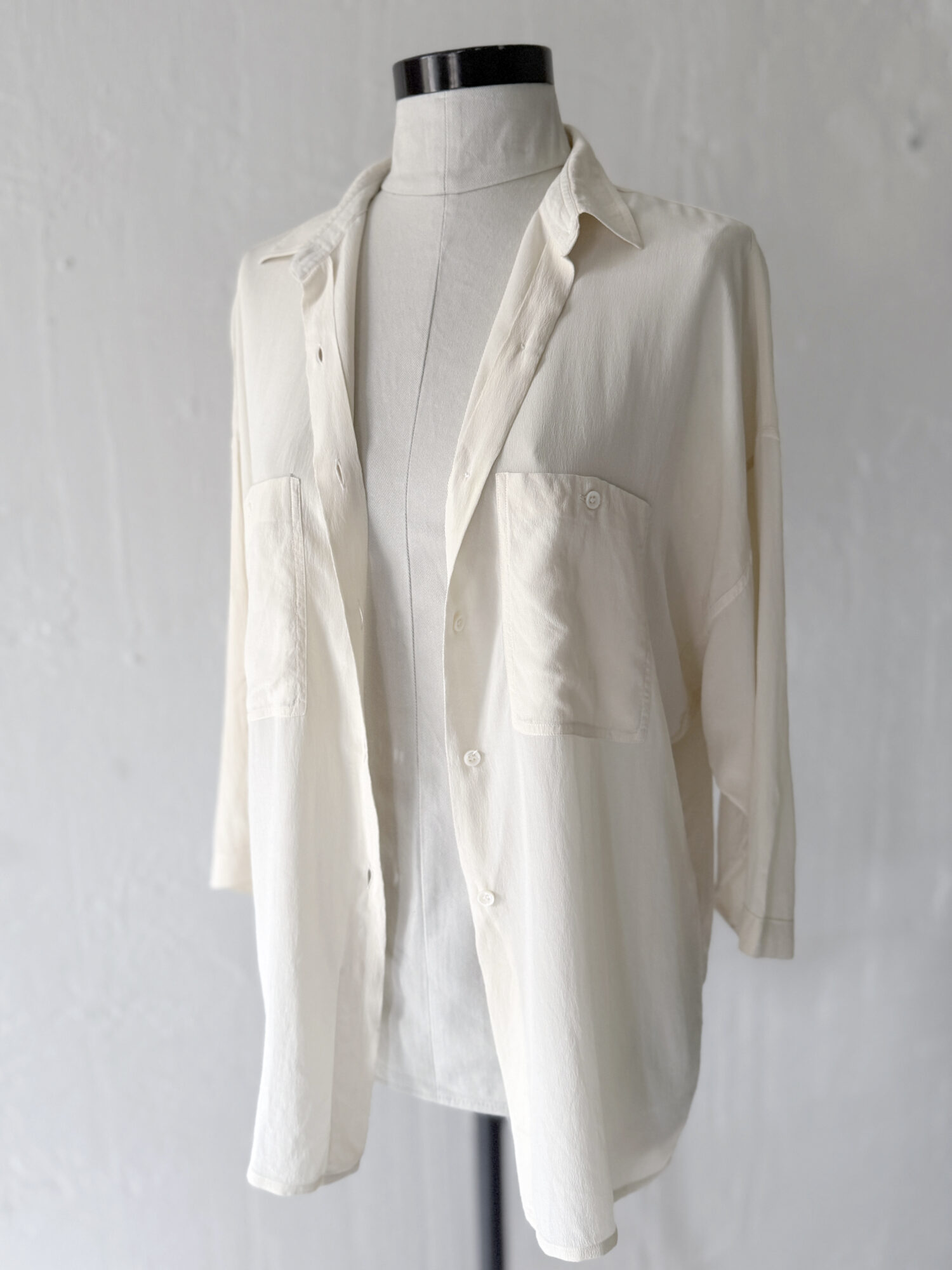 Ivory Silk Longline Shirt